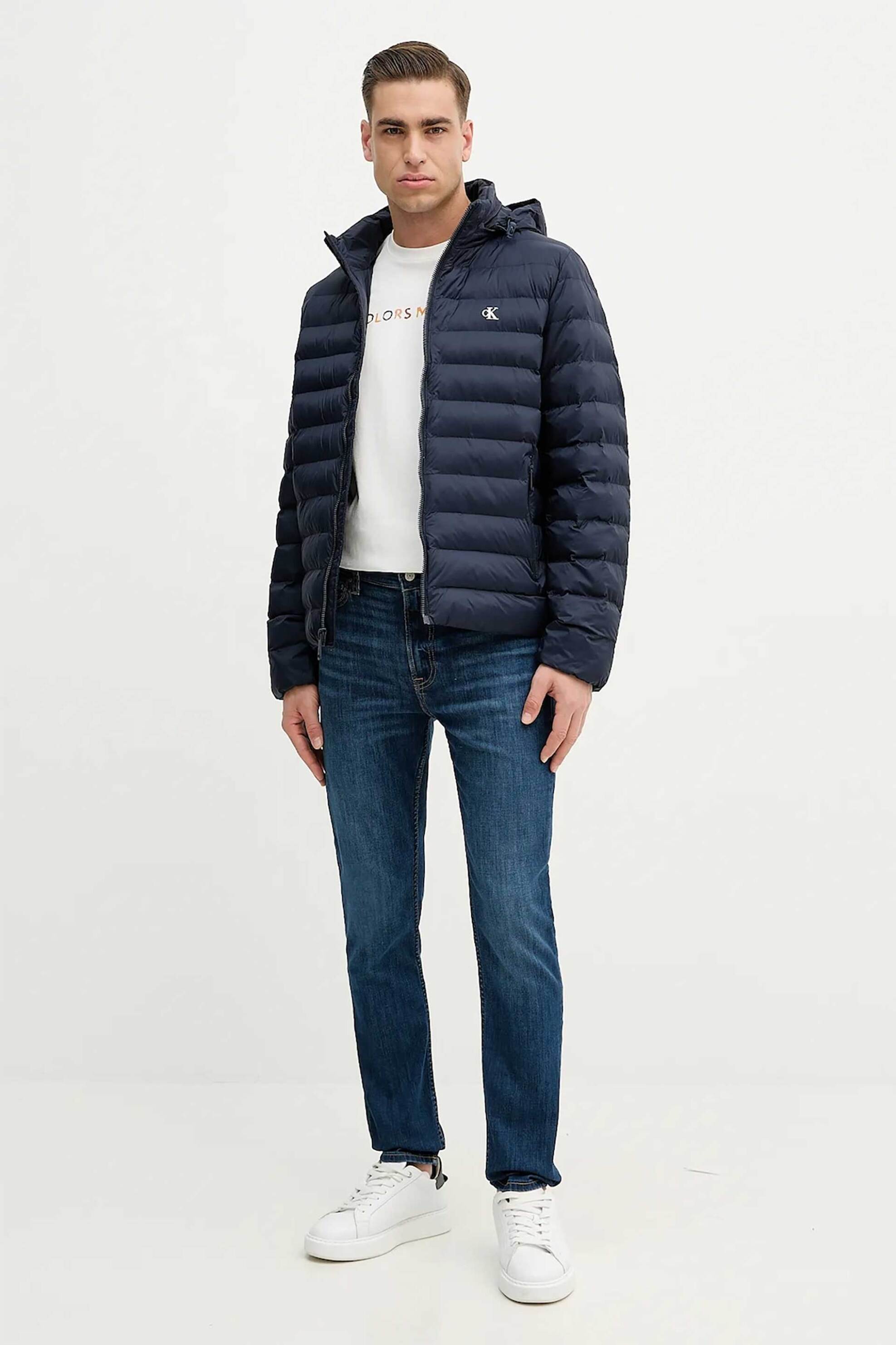 Calvin Klein Jeans ανδρικό τζιν παντελόνι πεντάτσεπο Tapered Fit - LV04RE779G Denim Blue Σκούρο