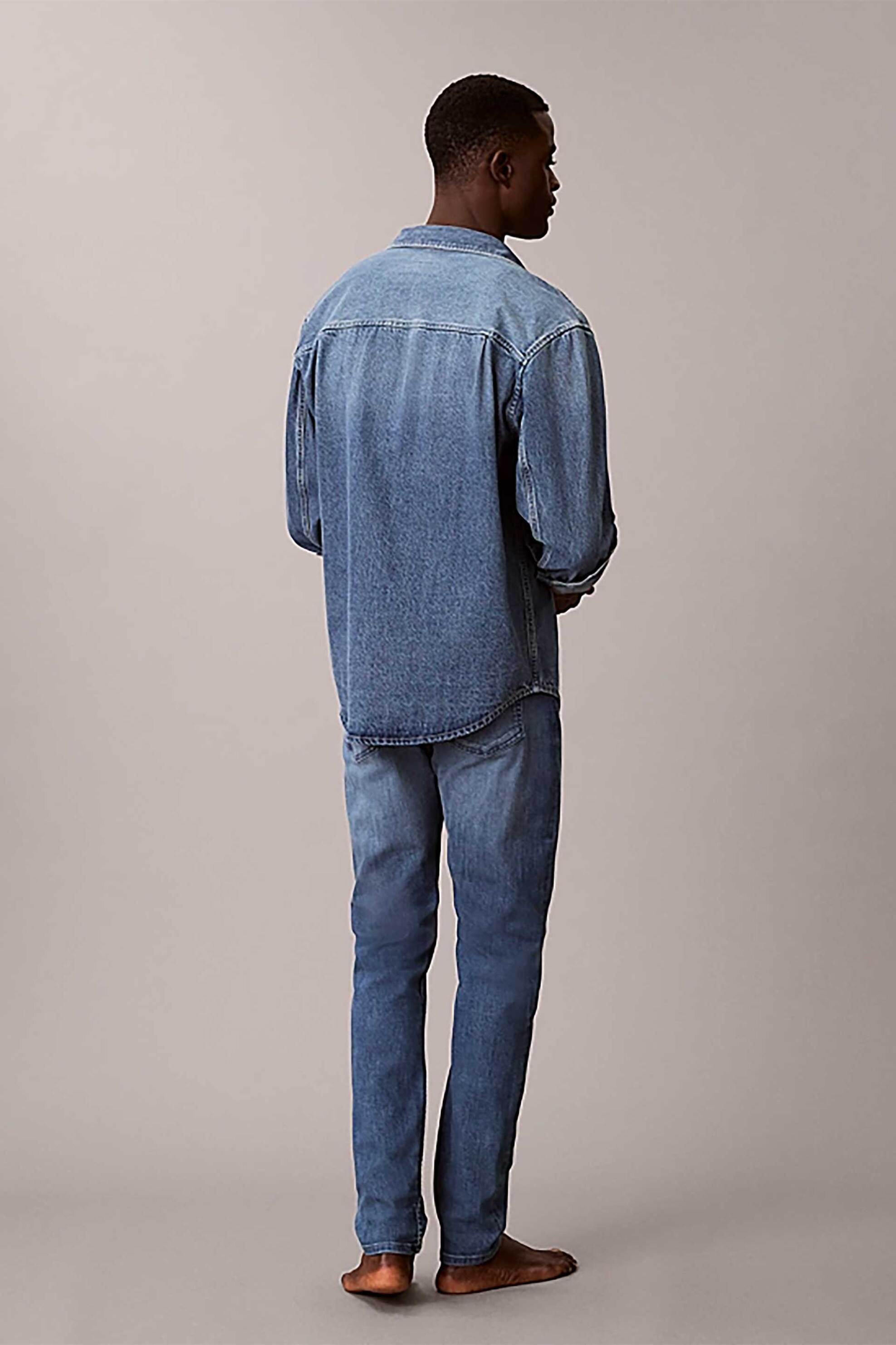 Calvin Klein Jeans Ανδρικό Τζιν Παντελόνι Πεντάτσεπο Tapered Fit - Lv04Re781G Denim Blue