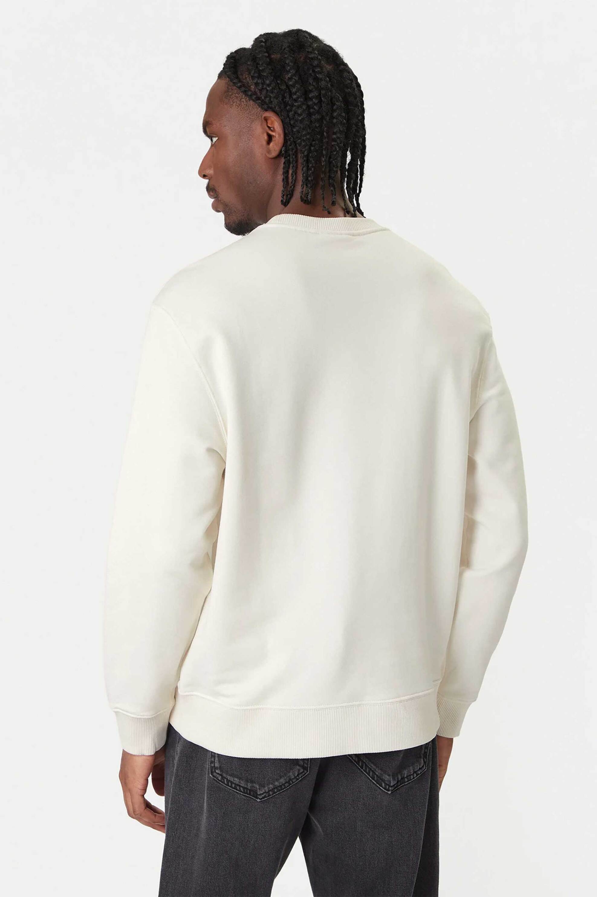 Calvin Klein Jeans Ανδρική Μπλούζα Φούτερ Μονόχρωμη με Λογότυπο Regular Fit - Lv04Rc296G Εκρού