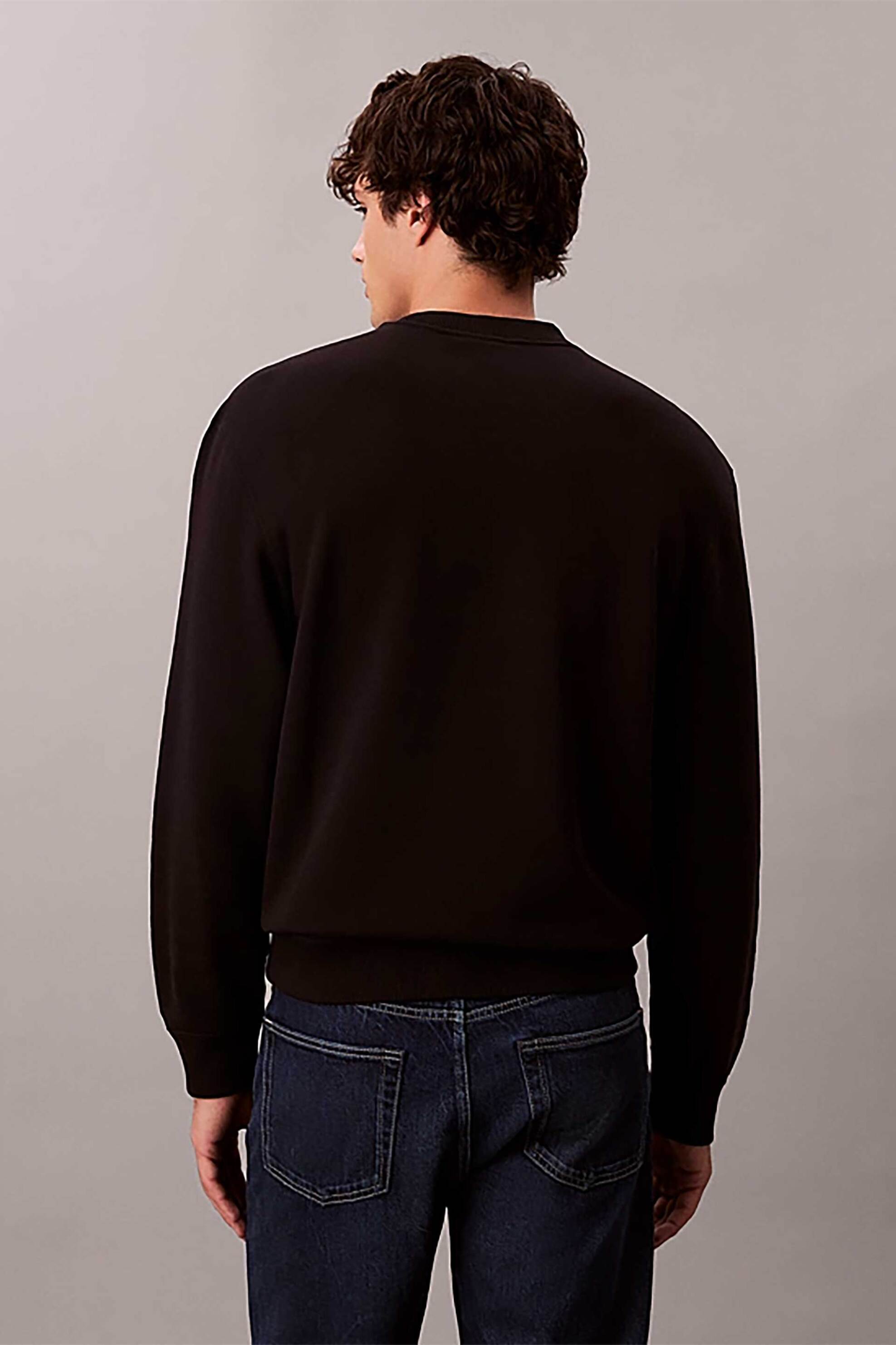 Calvin Klein Jeans Ανδρική Μπλούζα Φούτερ Μονόχρωμη με Λογότυπο Regular Fit - Lv04Rc296G Μαύρο