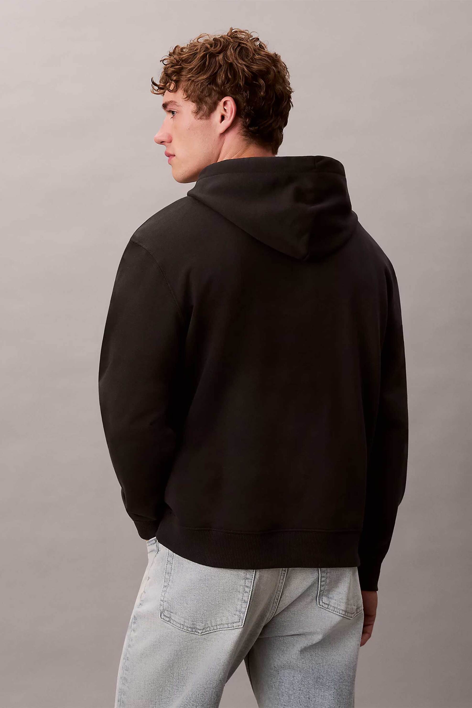 Calvin Klein Jeans Ανδρική Μπλούζα Φούτερ με Κουκούλα Και Λογότυπο Regular Fit - Lv04Rc297Ga Μαύρο