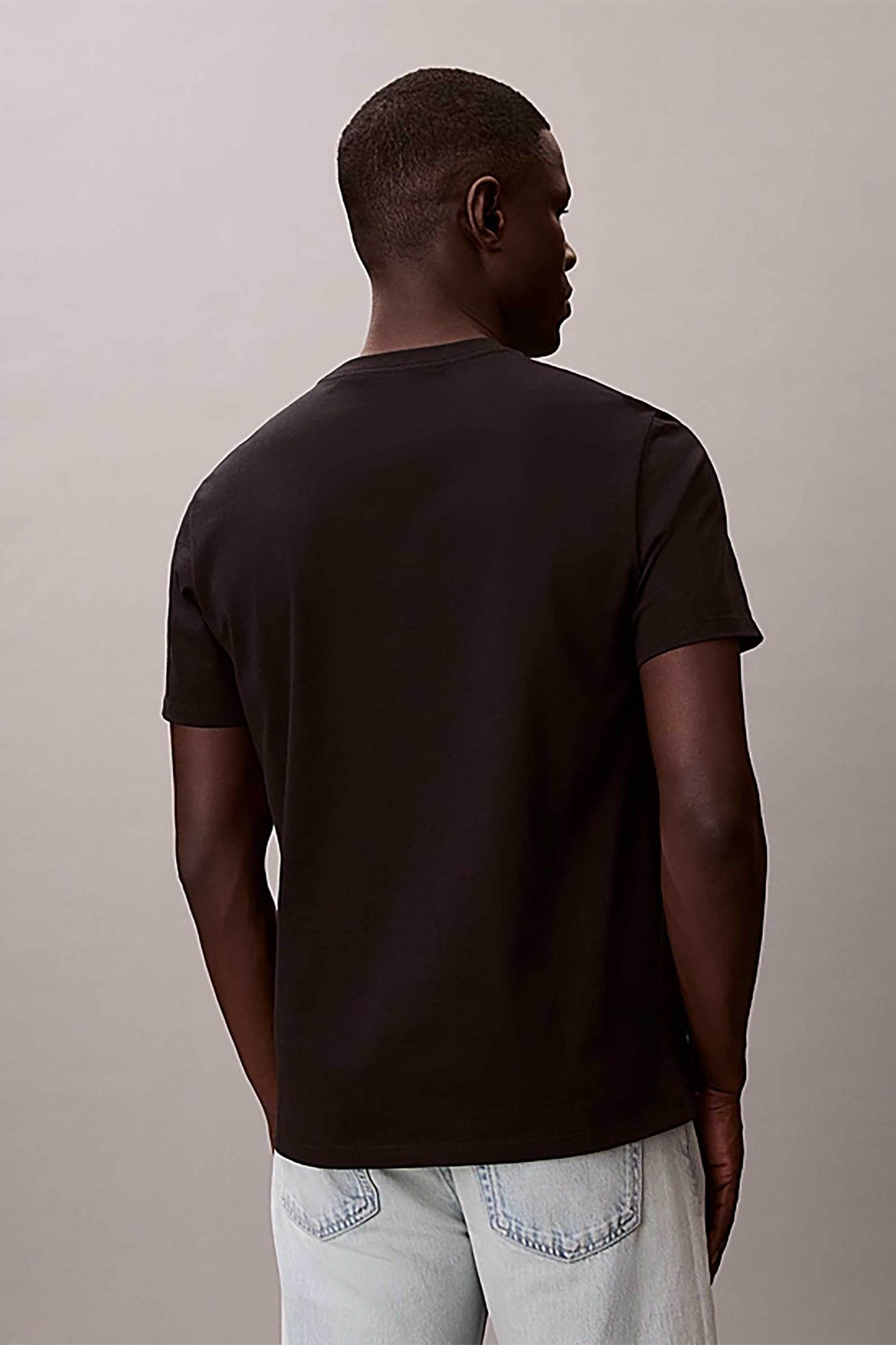 Calvin Klein Jeans Ανδρικό T-Shirt Μονόχρωμο με Λογότυπο Regular Fit - Lv04Rb866G Μαύρο