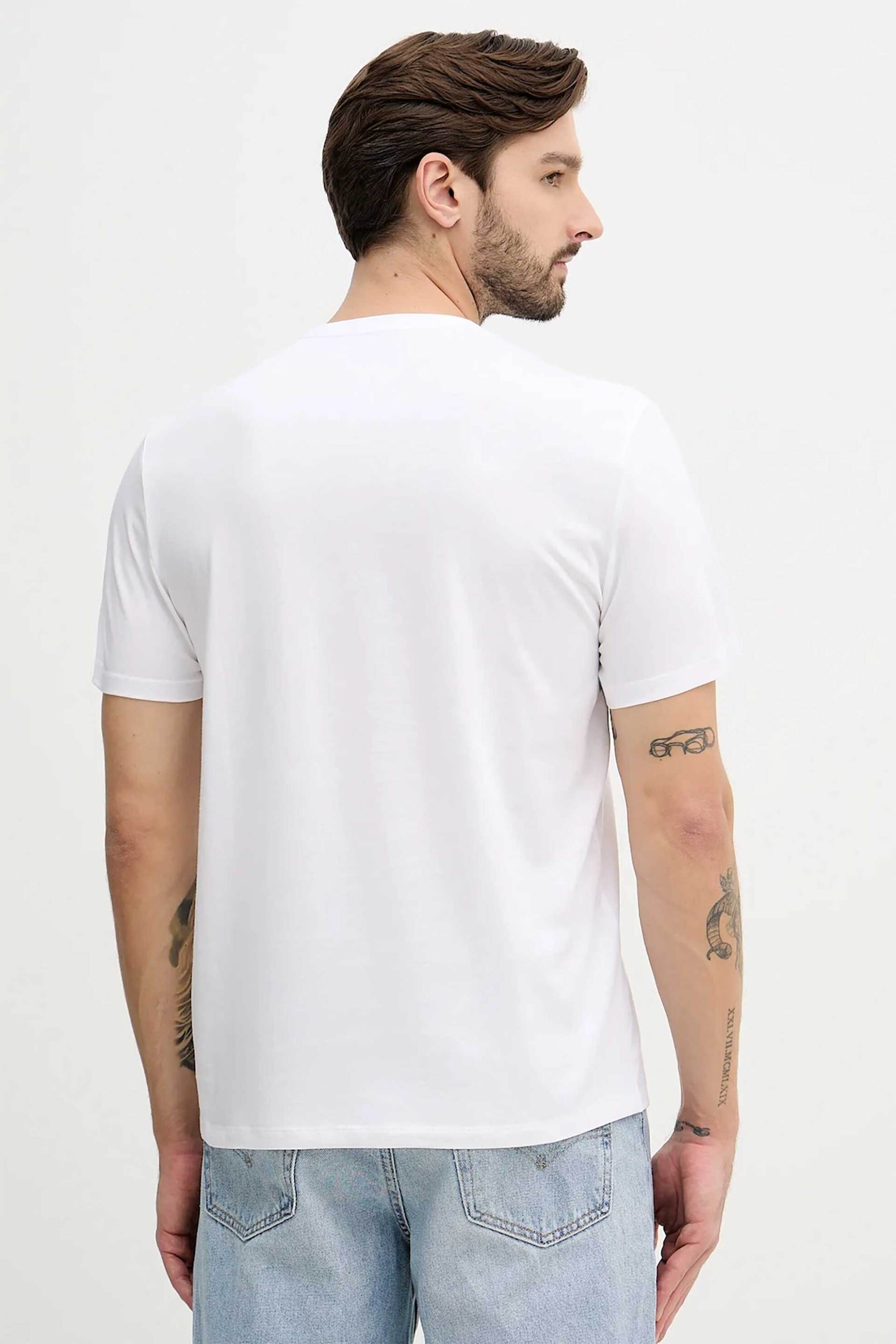 Calvin Klein Jeans Ανδρικό T-Shirt Μονόχρωμο με Λογότυπο Regular Fit - Lv14Re816G Λευκό