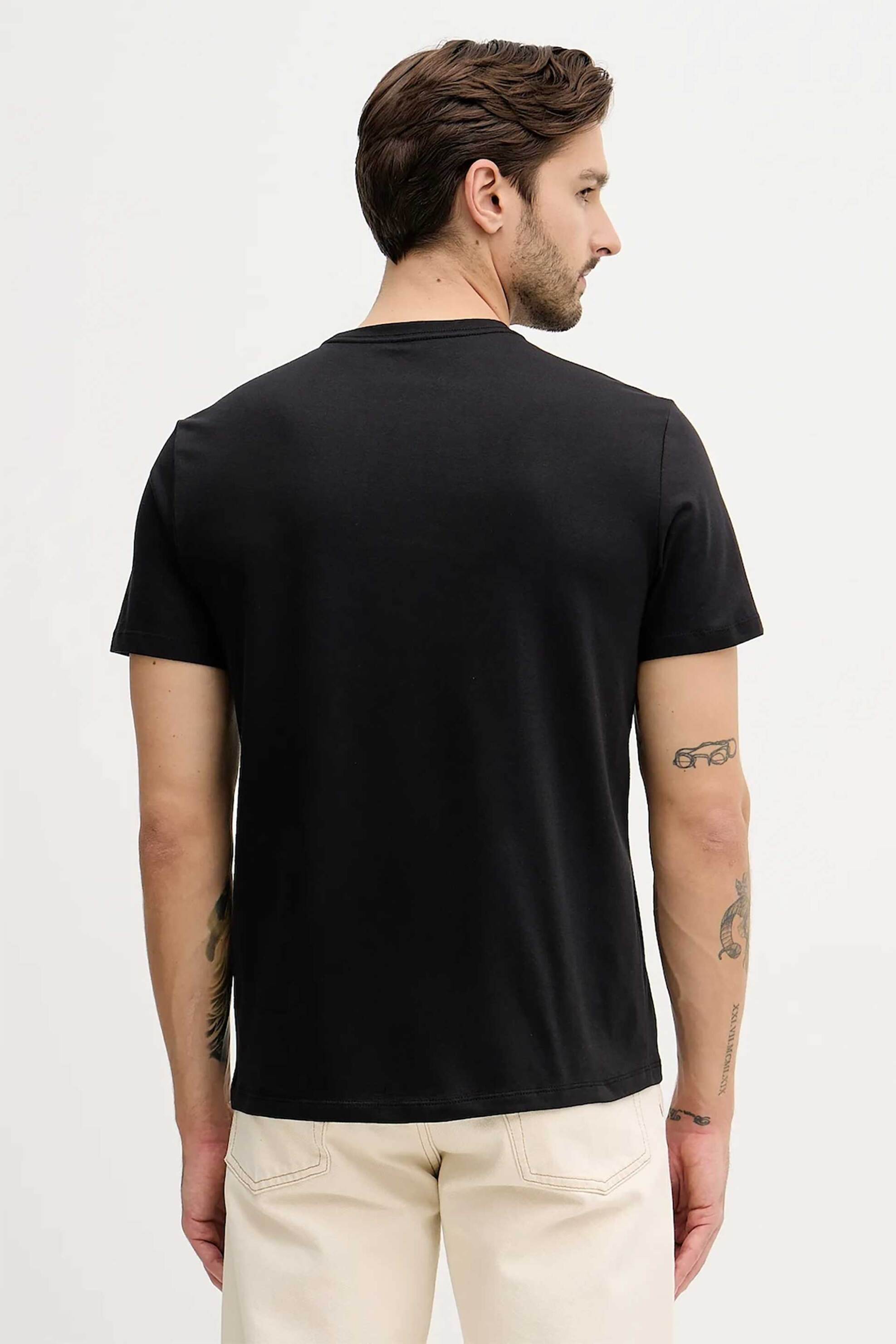 Calvin Klein Jeans Ανδρικό T-Shirt Μονόχρωμο με Λογότυπο Regular Fit - Lv14Re816G Μαύρο