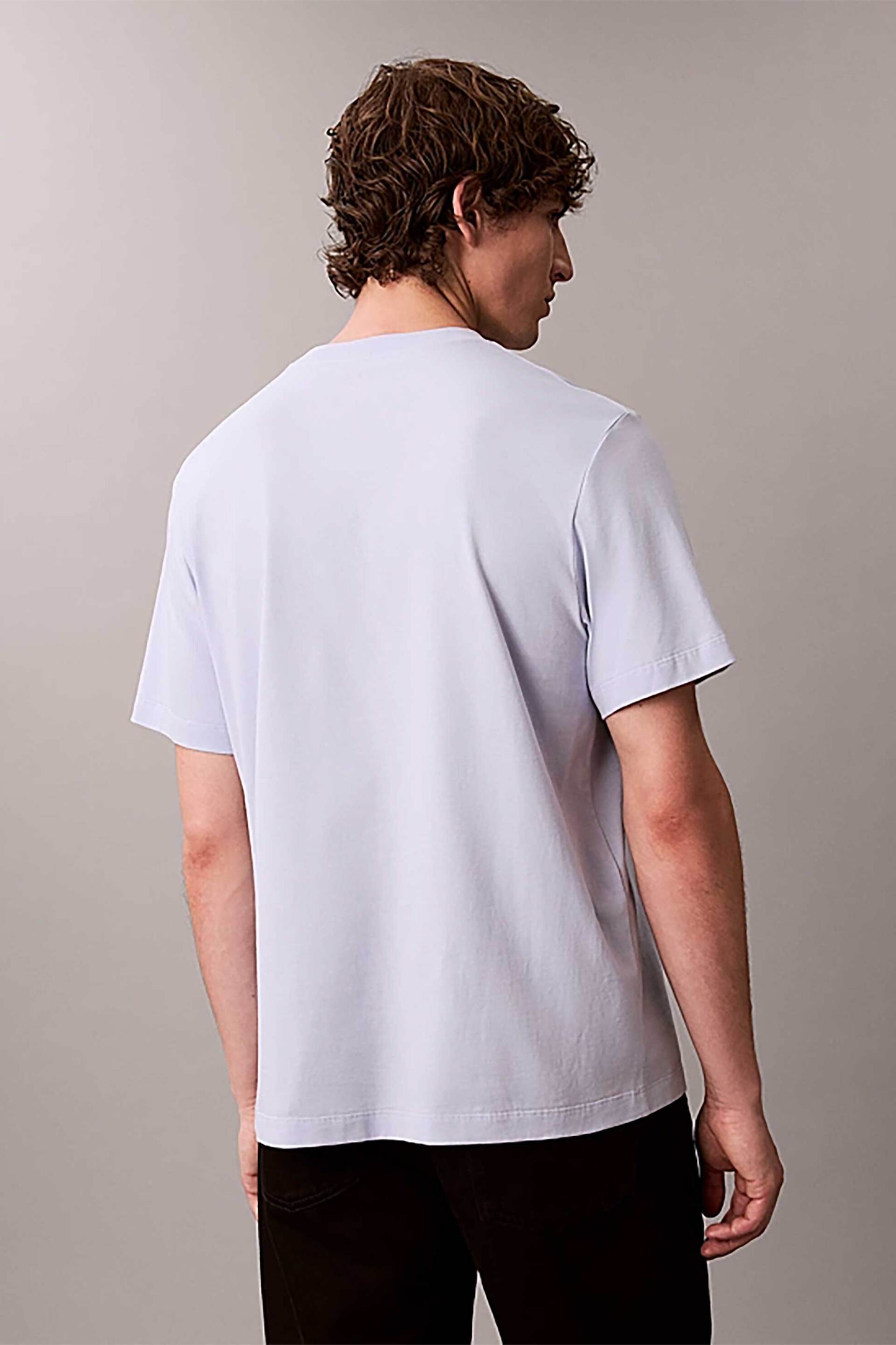Calvin Klein Jeans Ανδρικό T-Shirt Μονόχρωμο με Λογότυπο Relaxed Fit - Lv04Re804G Γαλάζιο