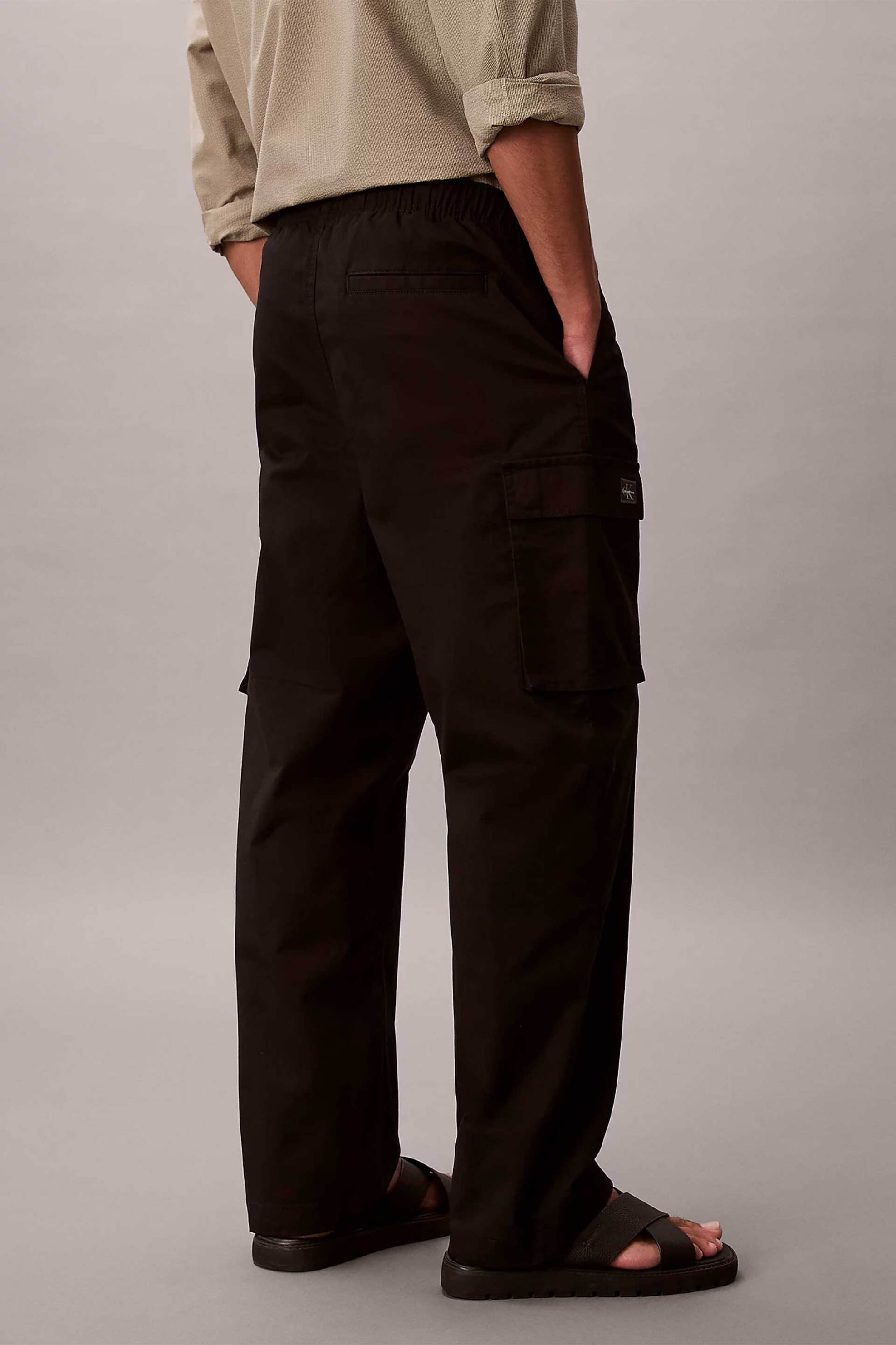 Calvin Klein Jeans Ανδρικό Παντελόνι Cargo Μονόχρωμο Regular Fit - Lv040Em616 Μαύρο
