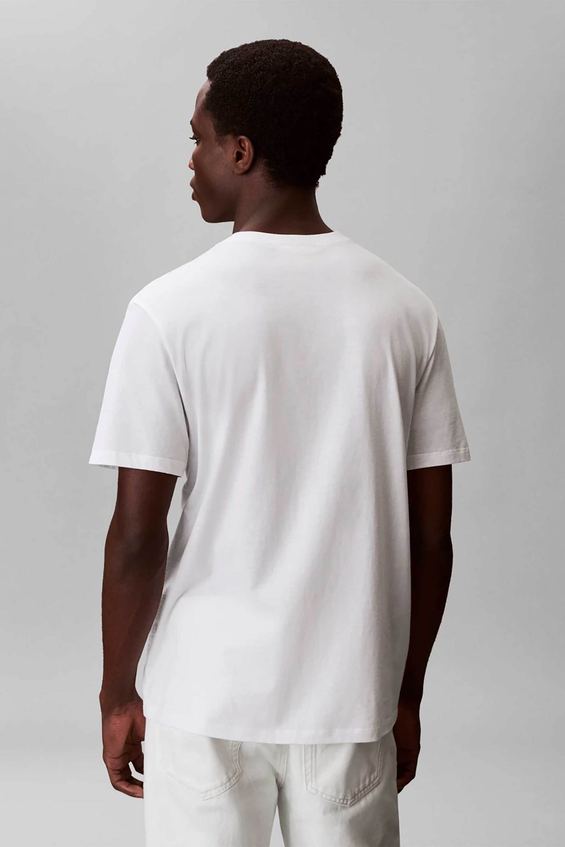 Calvin Klein Jeans Ανδρικό T-Shirt Μονόχρωμο με Λογότυπο Regular Fit - Lv04Rf278G Λευκό