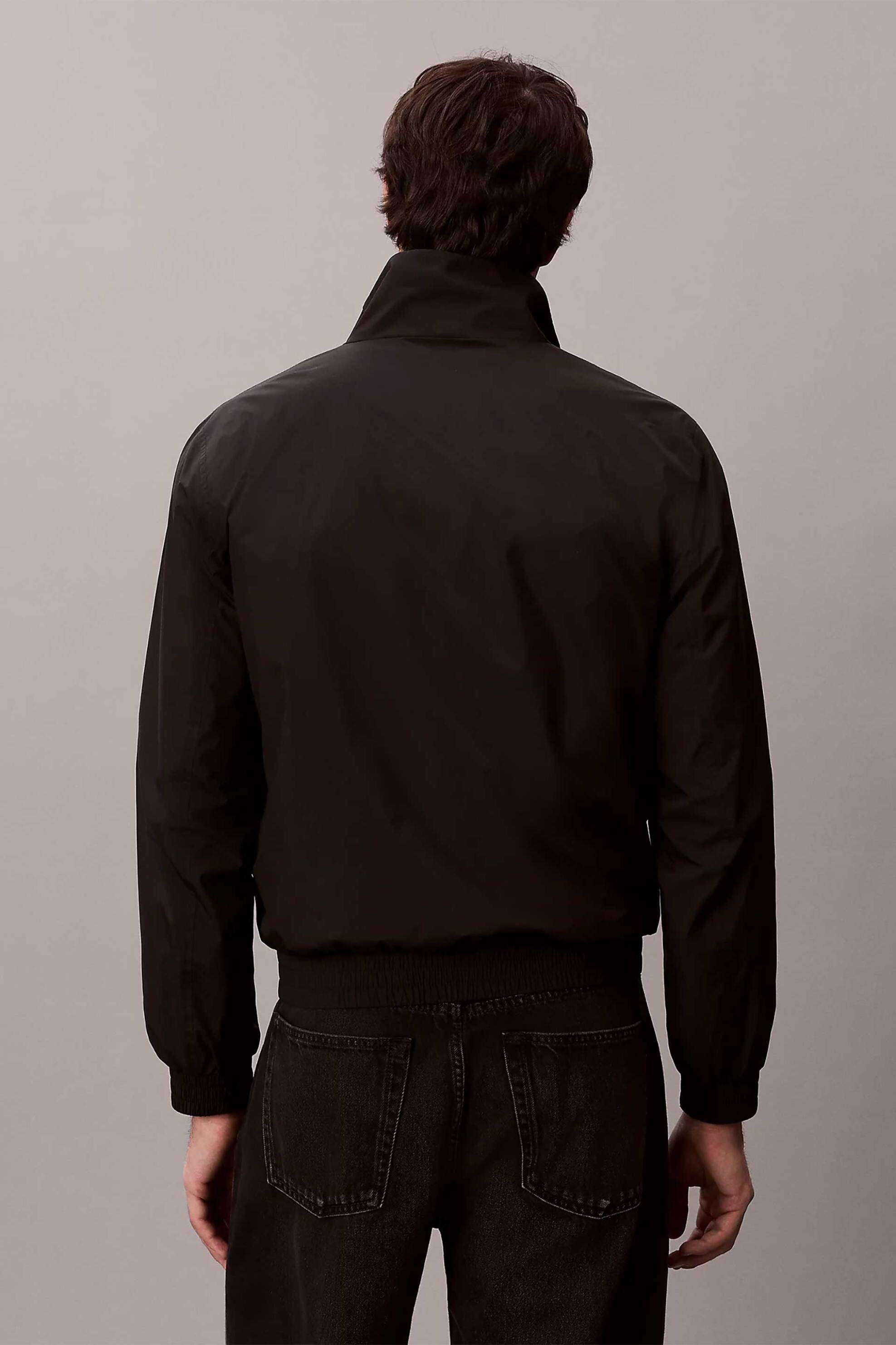 Calvin Klein Jeans Ανδρικό Μπουφάν Μονόχρωμο με Λογότυπο Και Ψηλό Λαιμό Regular Fit - Lv04Rf520G Μαύρο