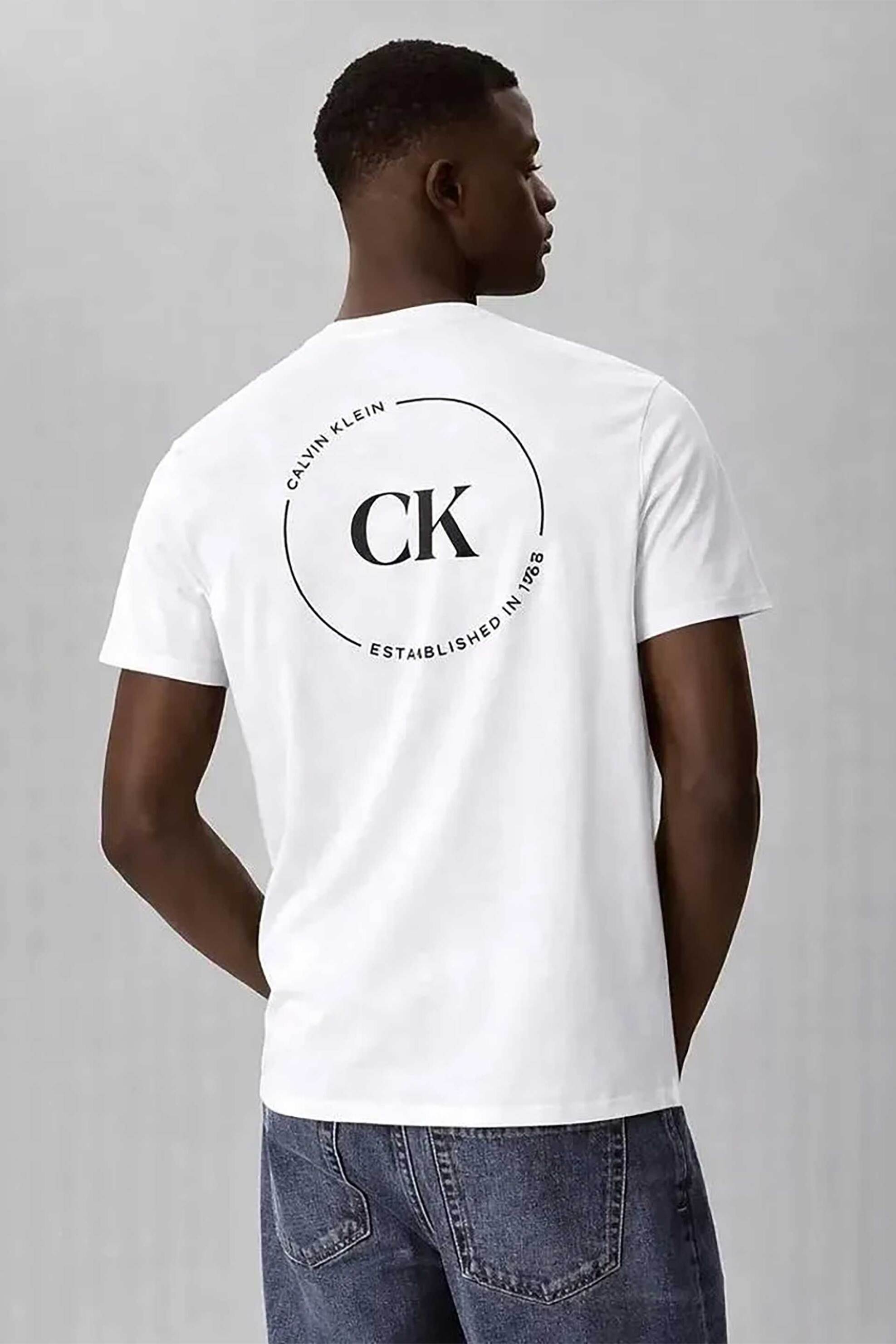 Calvin Klein Jeans Ανδρικό T-Shirt Μονόχρωμο με Λογότυπο Relaxed Fit - Lv04Rf801G Λευκό