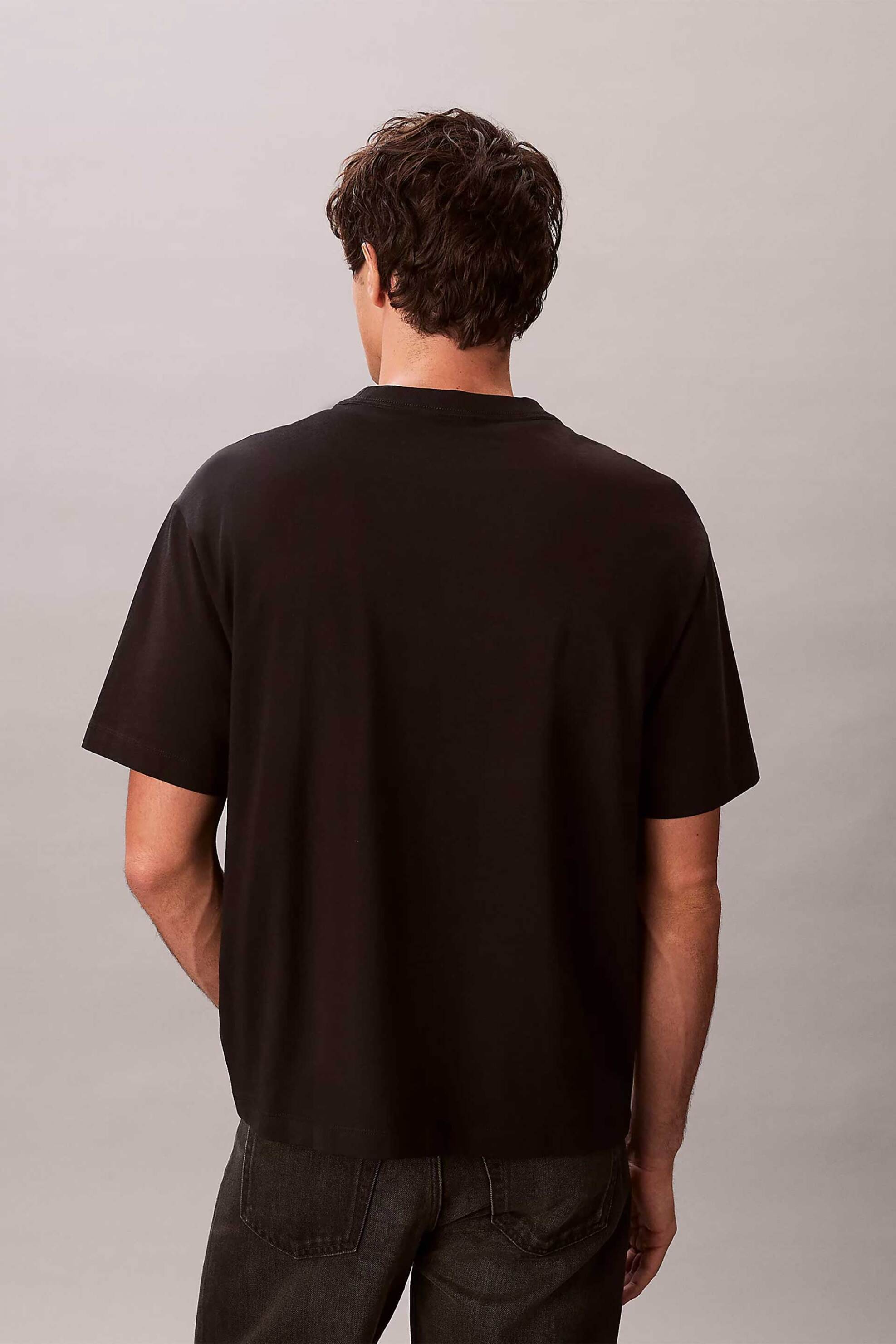 Calvin Klein Jeans Ανδρικό T-Shirt Μονόχρωμο με Λογότυπο Relaxed Fit - Lv04Rf819G Μαύρο