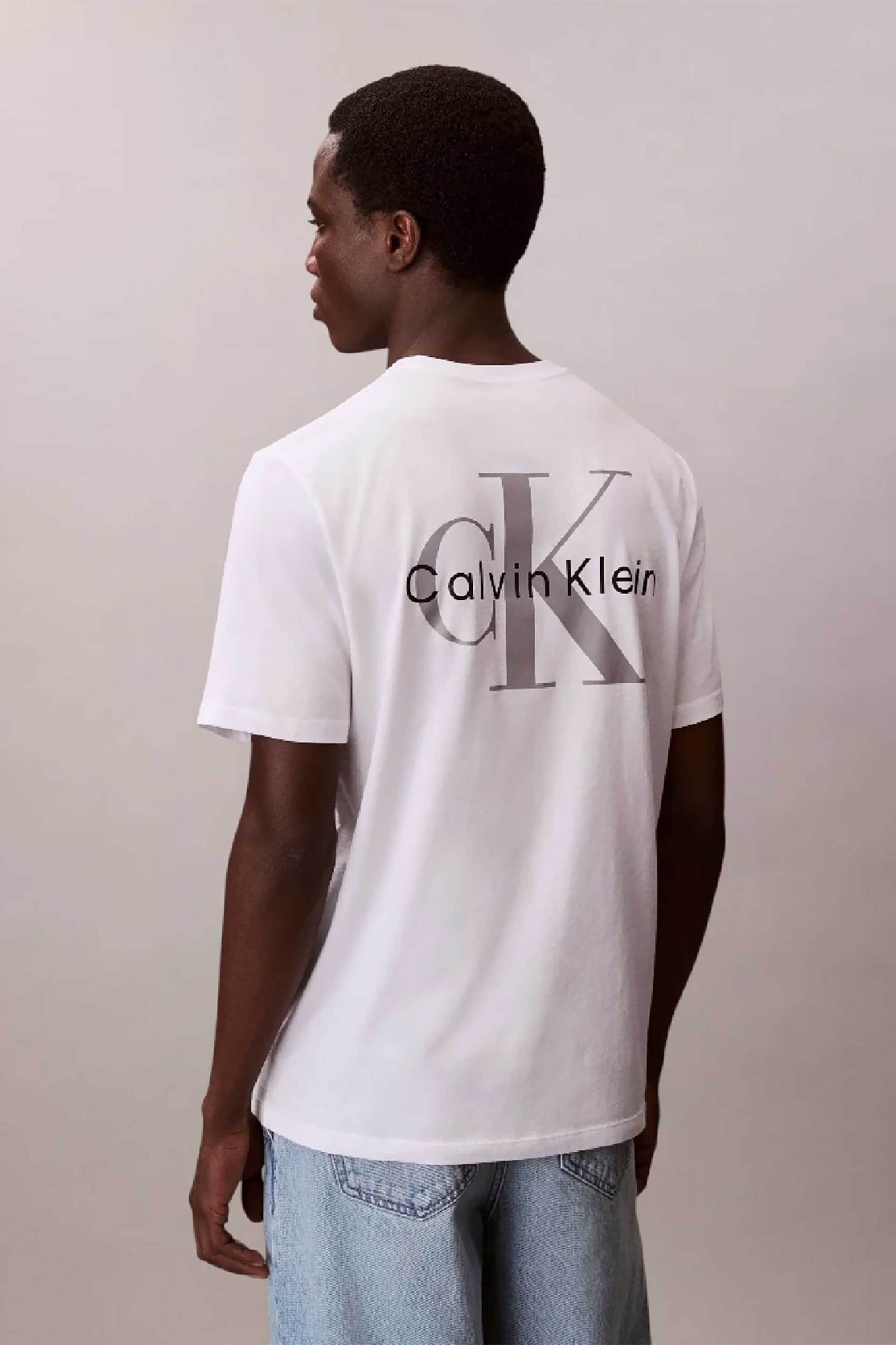 Calvin Klein Jeans Ανδρικό T-Shirt Μονόχρωμο με Λογότυπο Relaxed Fit - Lv14Rf852G Λευκό