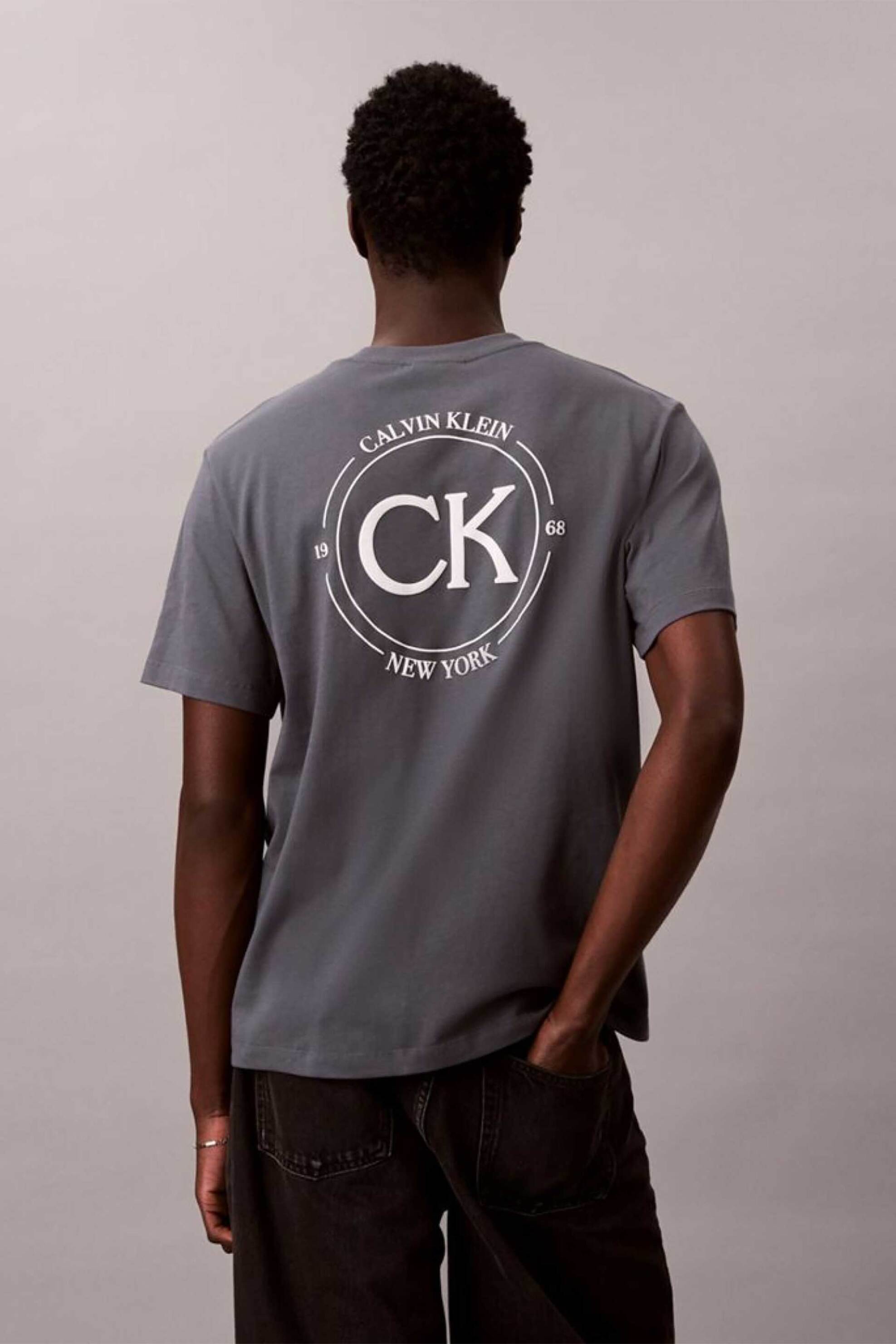 Calvin Klein Jeans Ανδρικό T-Shirt Μονόχρωμο με Λογότυπο Relaxed Fit - Lv04Re825G Ανθρακί