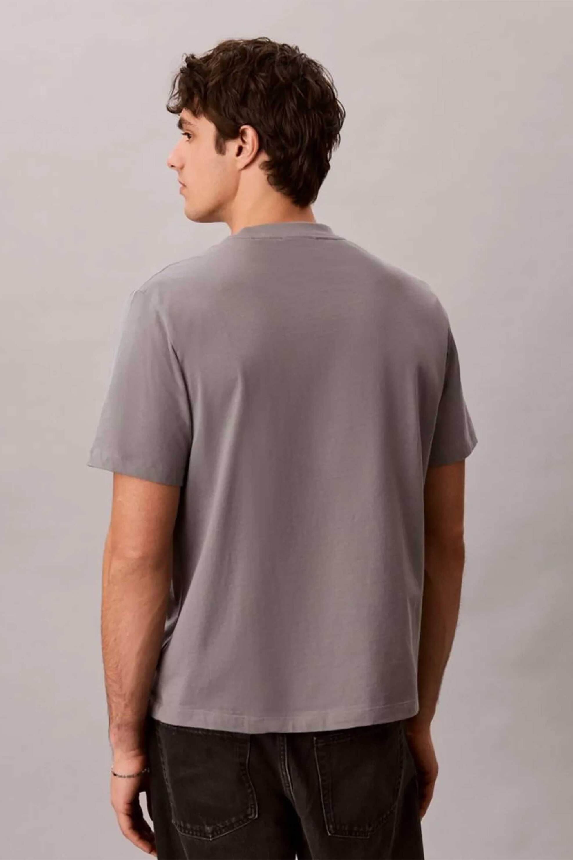 Calvin Klein Jeans Ανδρικό T-Shirt με Ανάγλυφο Monogram Regular Fit - Lv04Rg220G Γκρι