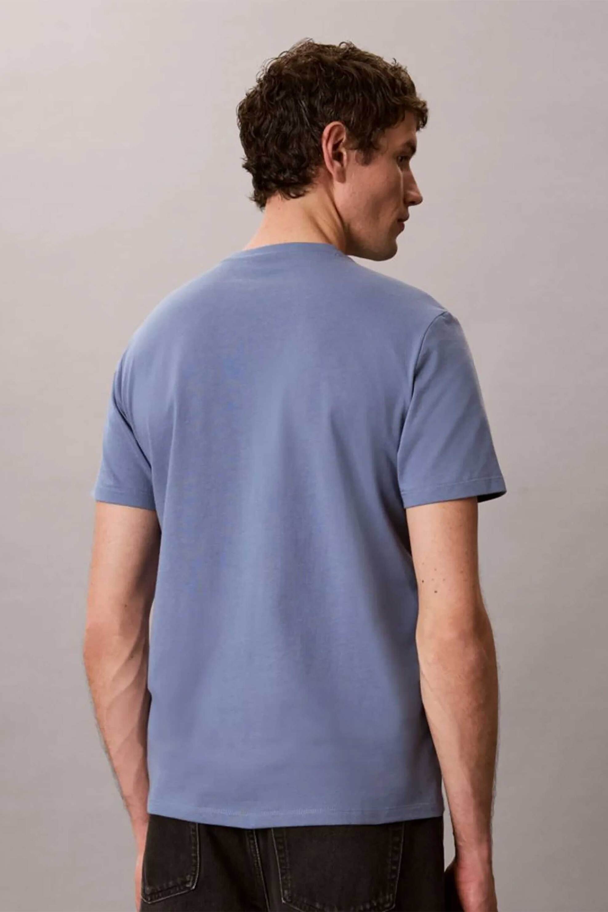 Calvin Klein Jeans Ανδρικό T-Shirt με Κεντημένο Monogram Regular Fit - Lv14Rd254G Μπλε Celestial