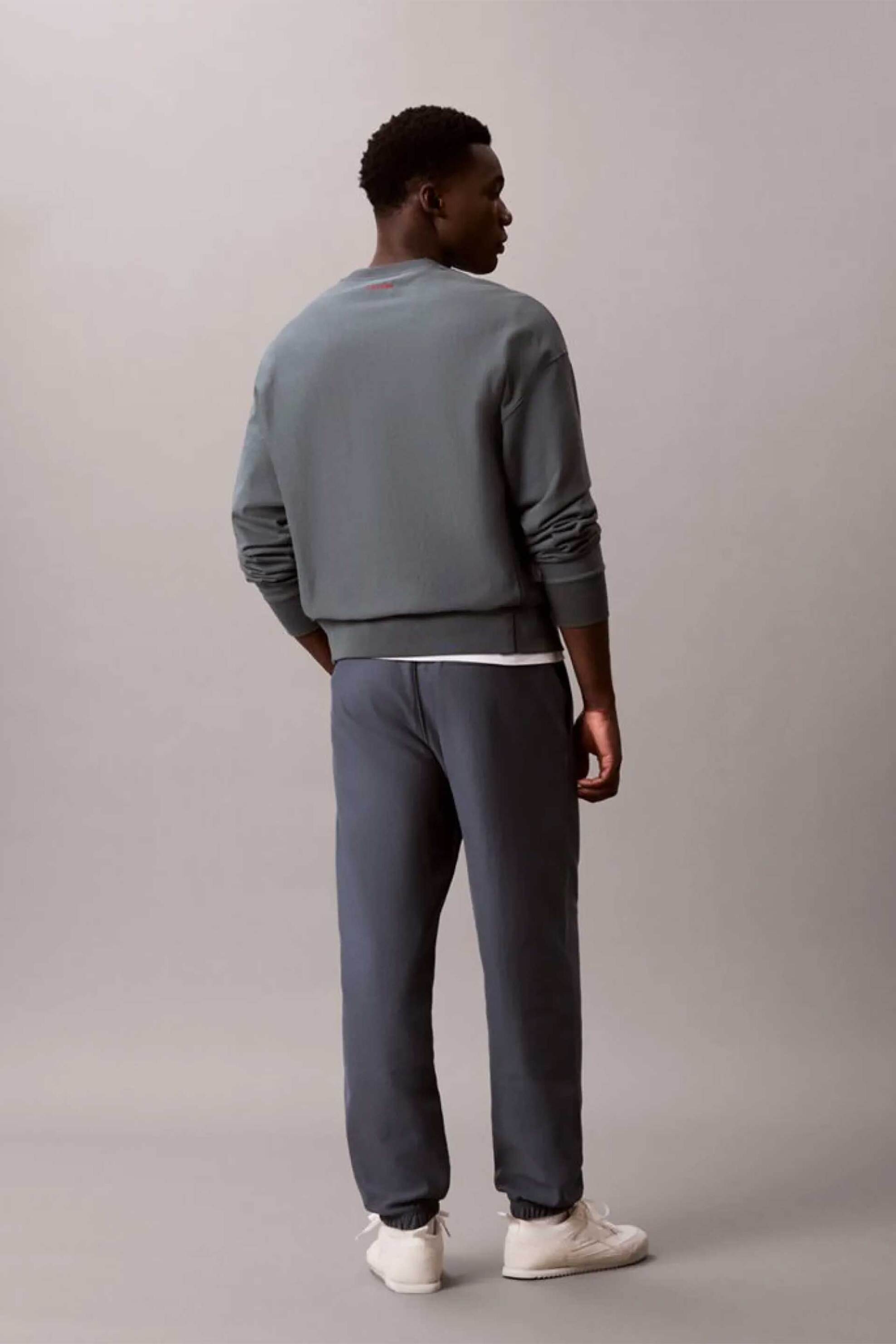Calvin Klein Jeans Ανδρικό Παντελόνι Φόρμας με Κεντημένο Λογότυπο Relaxed Fit - Lv04Lg216G Μπλε Misty
