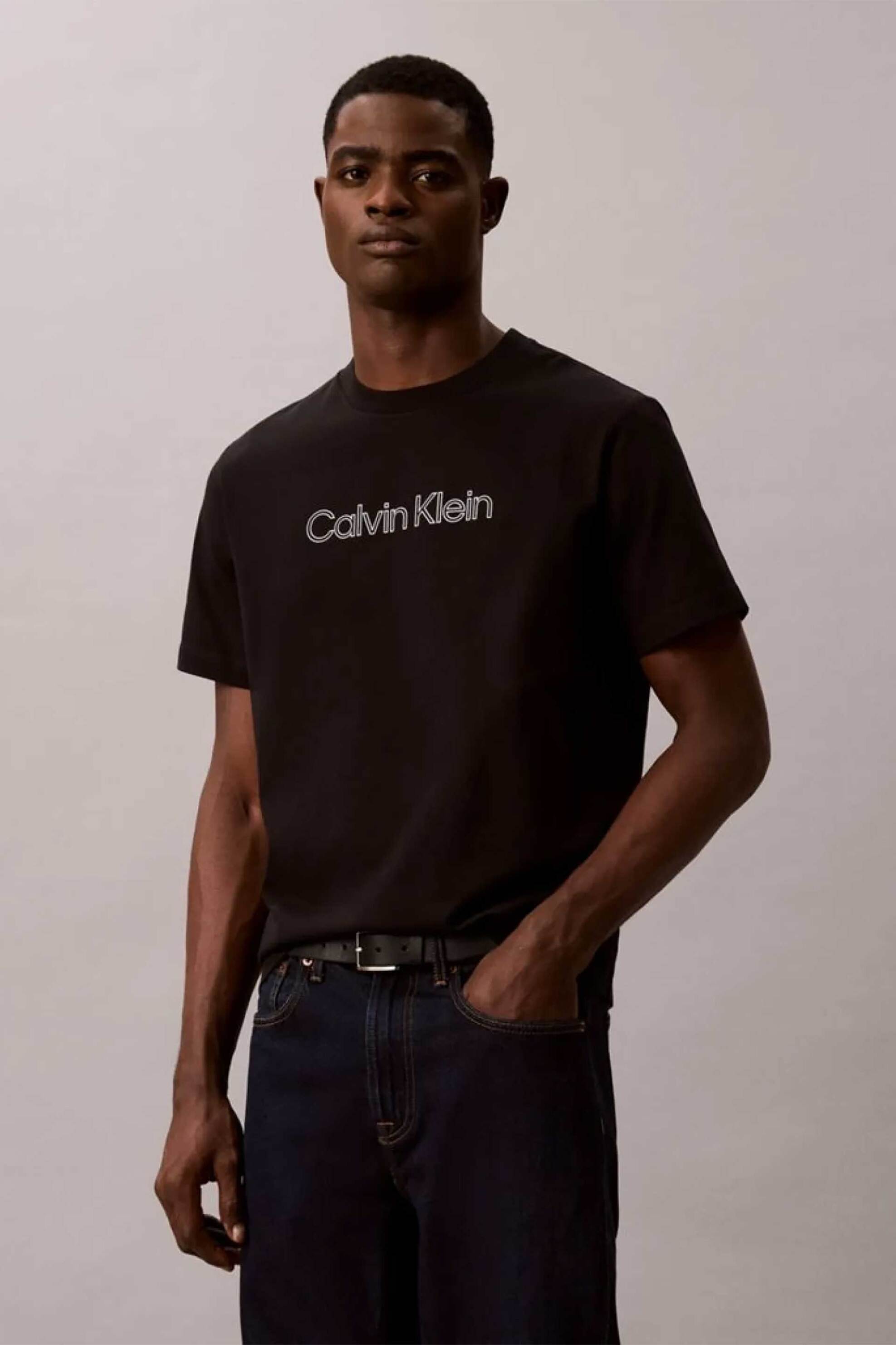 Calvin Klein Jeans ανδρικό T-shirt με logo print Relaxed Fit - LV04LG812G Μαύρο
