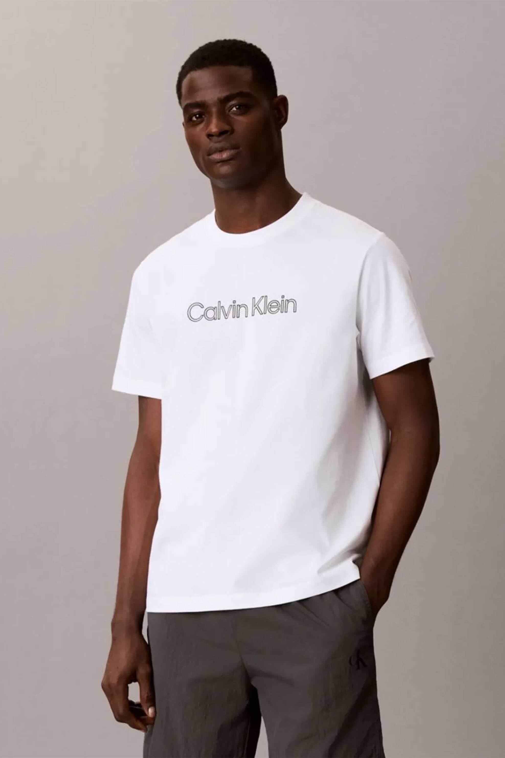 Calvin Klein Jeans ανδρικό T-shirt με logo print Relaxed Fit - LV04LG812G Λευκό