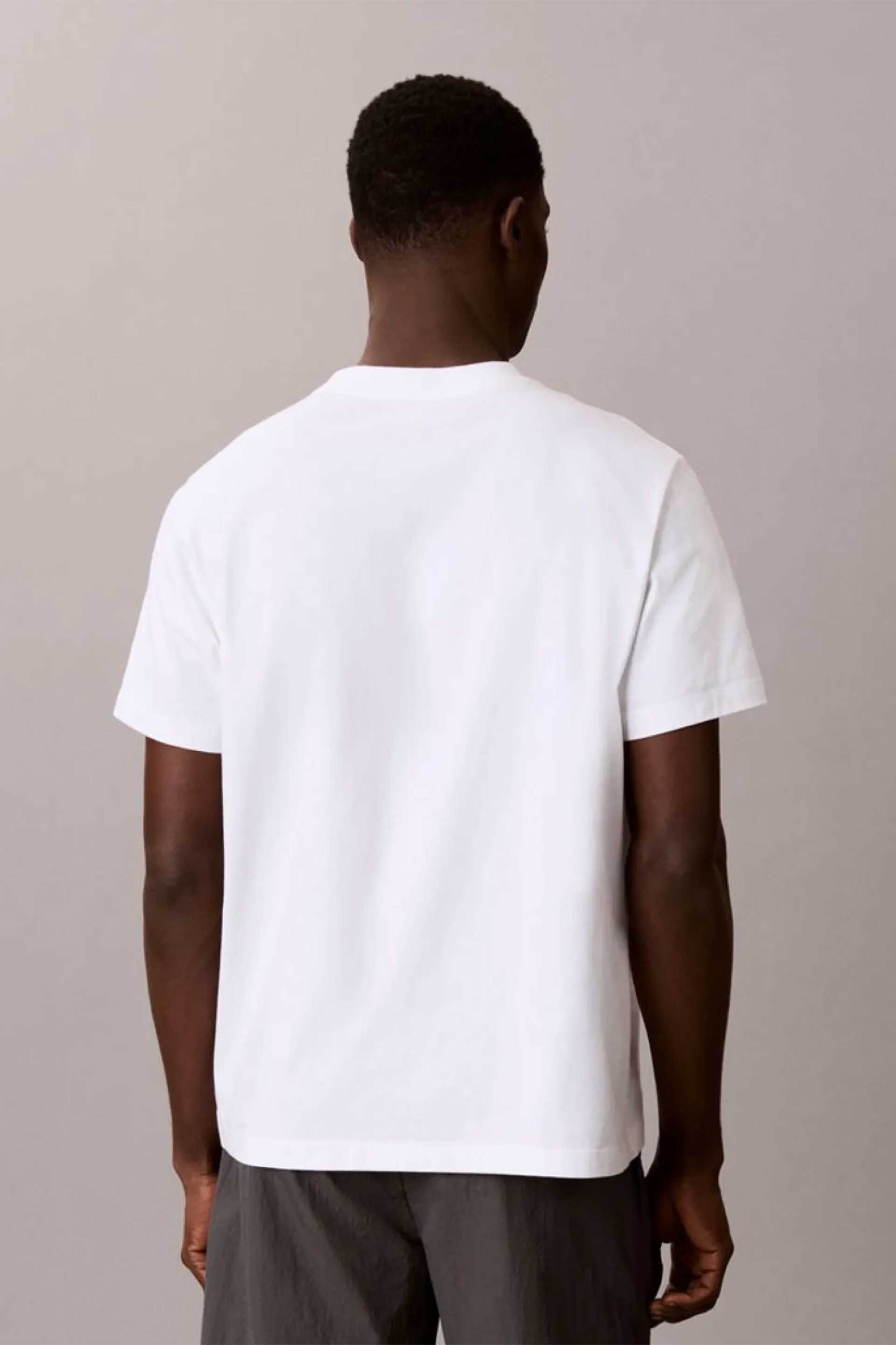 Calvin Klein Jeans Ανδρικό T-Shirt με Logo Print Relaxed Fit - Lv04Lg812G Λευκό