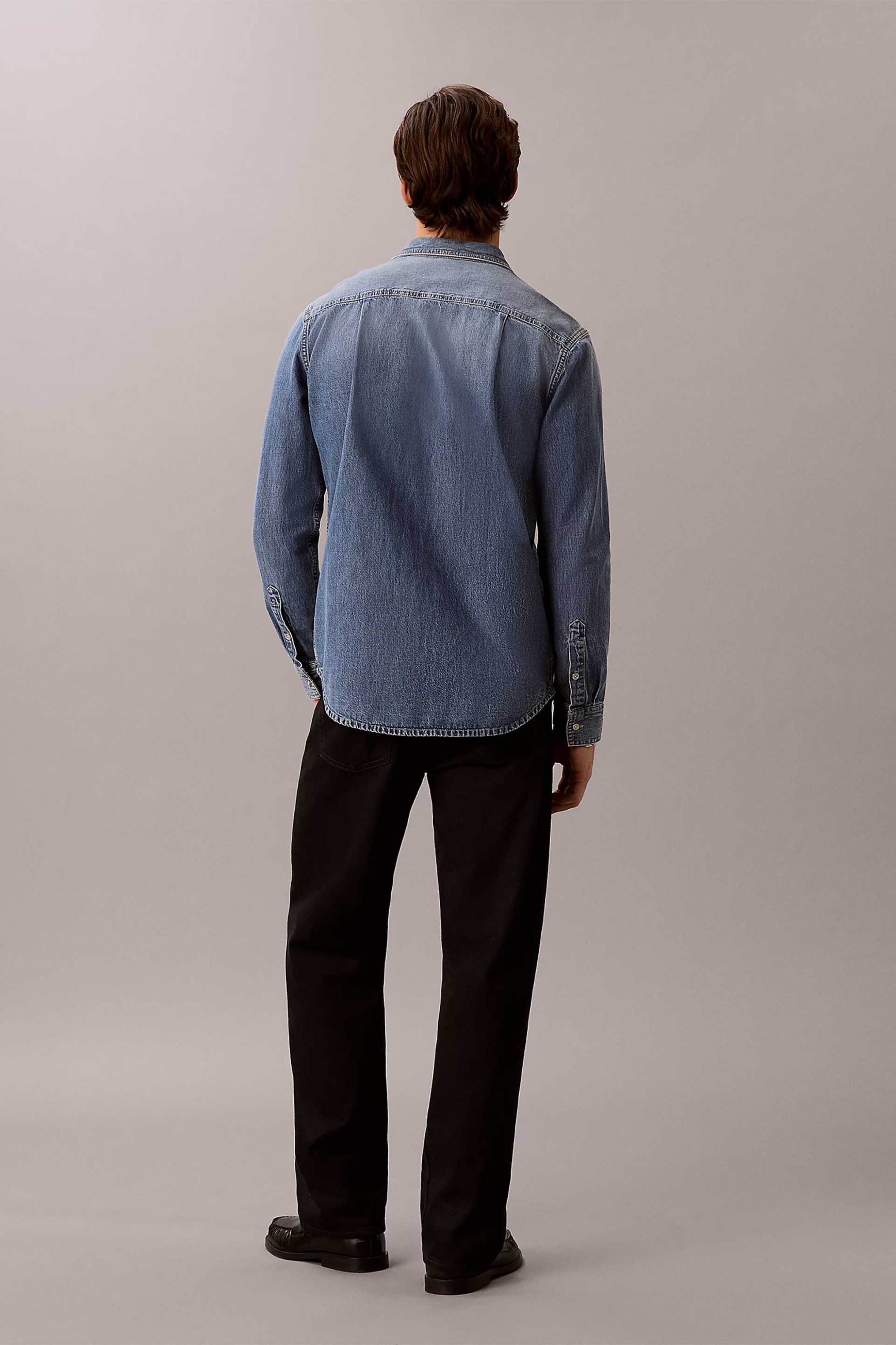 Calvin Klein Jeans Ανδρικό Denim Πουκάμισο με Λογότυπο Regular Fit - Lv04Re708G Blue