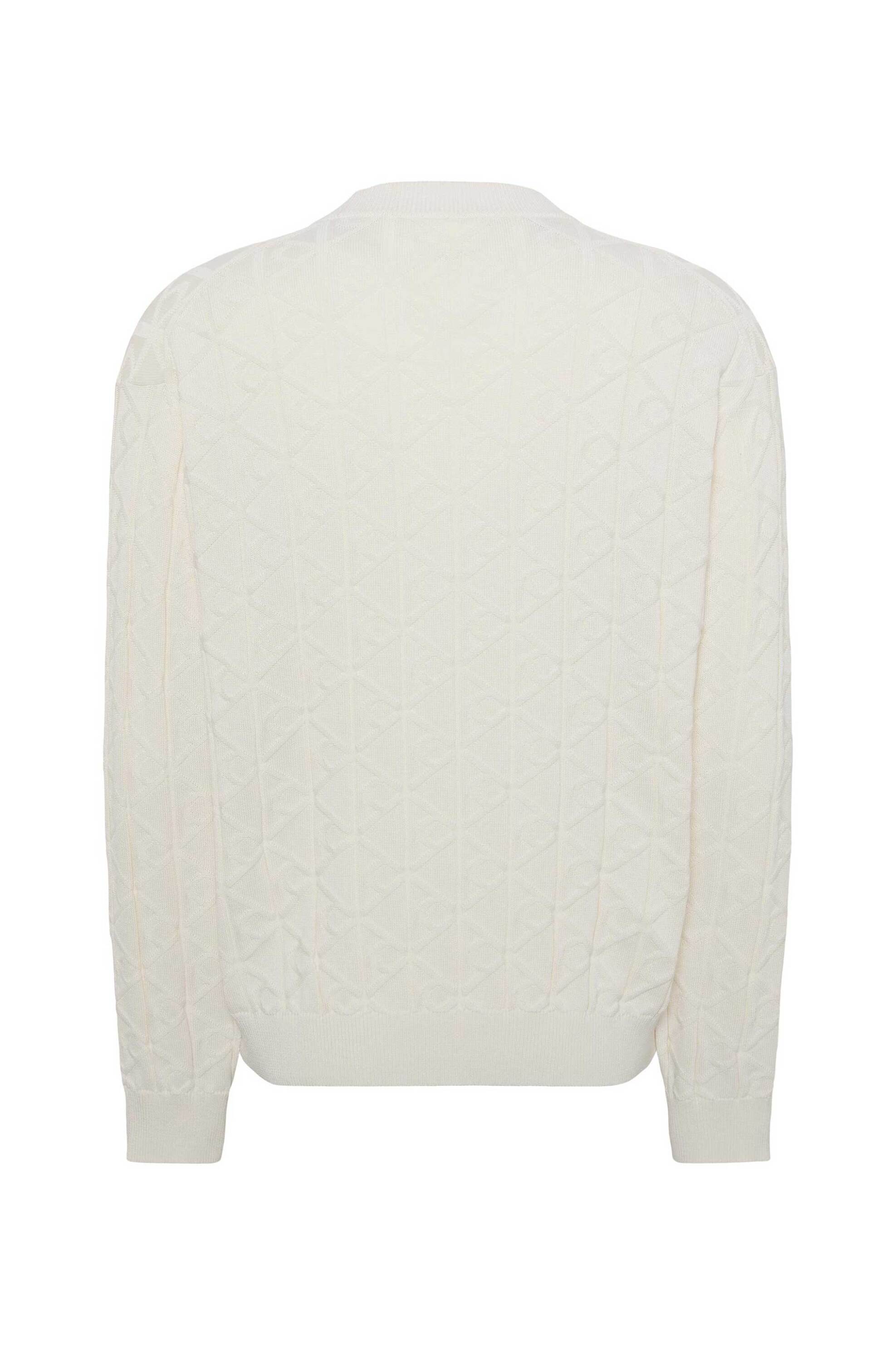 Calvin Klein Jeans Ανδρικό Πουλόβερ με All-Over Monogram Στην Πλέξη Relaxed Fit - Lv04Re301G Εκρού
