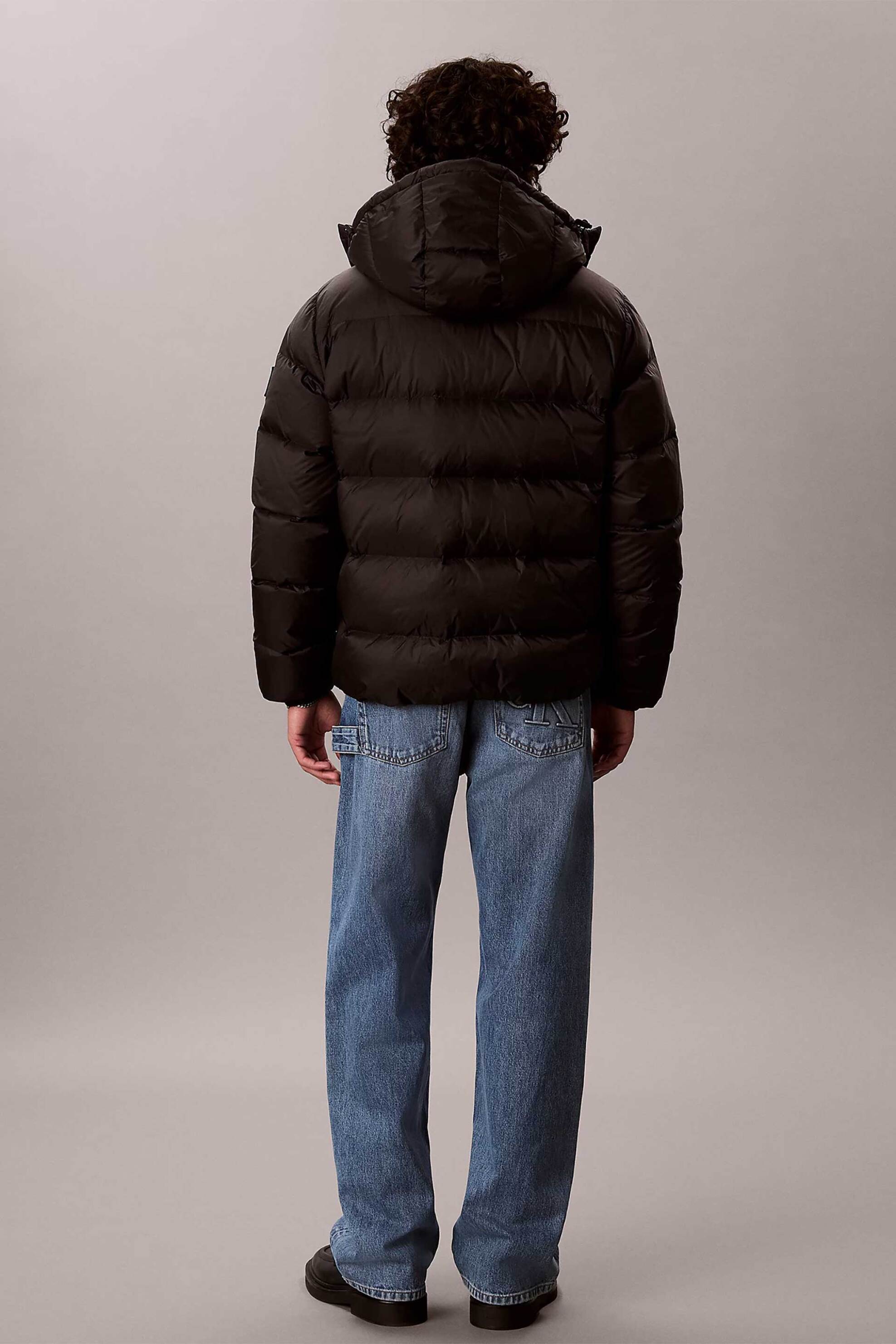 Calvin Klein Jeans Ανδρικό Αδιάβροχο Puffer Μπουφάν με Κουκούλα Και Λογότυπο Relaxed Fit - Lv04Rg515G Μαύρο