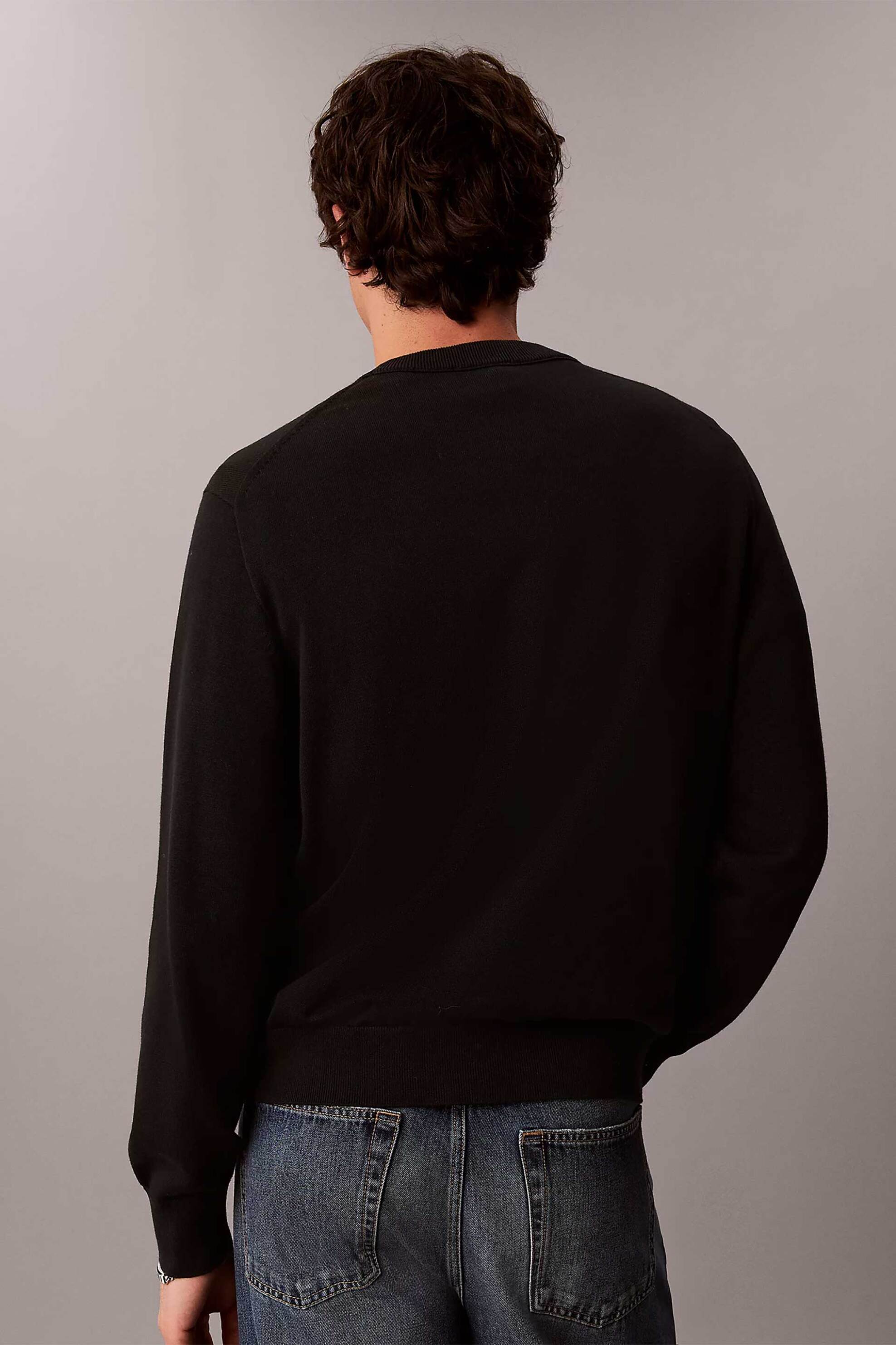 Calvin Klein Jeans Ανδρικό Πουλόβερ με Λογότυπο Relaxed Fit - Lv04Rh320G Μαύρο