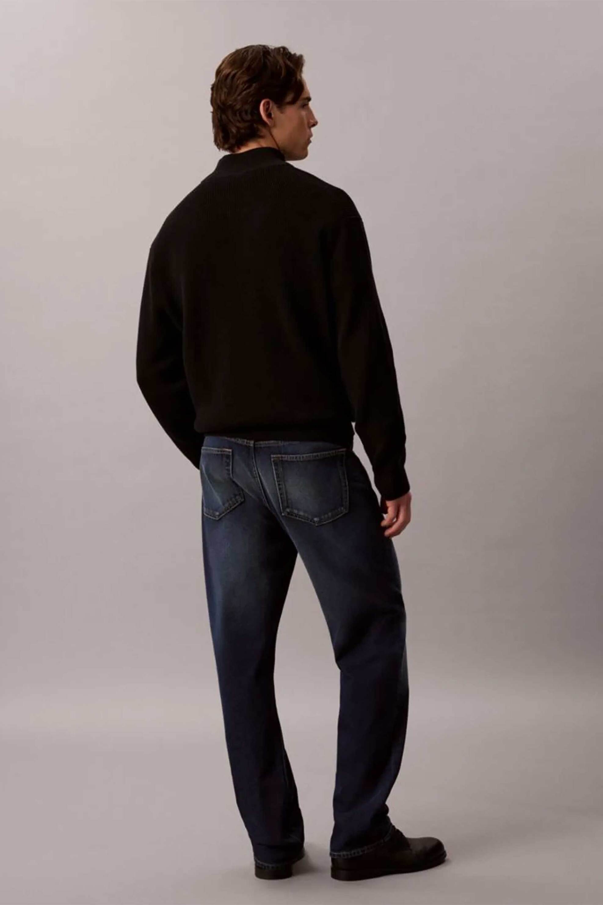 Calvin Klein Jeans Ανδρικό Πουλόβερ με Waffle Pattern Και Logo Patch Regular Fit - Lv04Rh327G Μαύρο