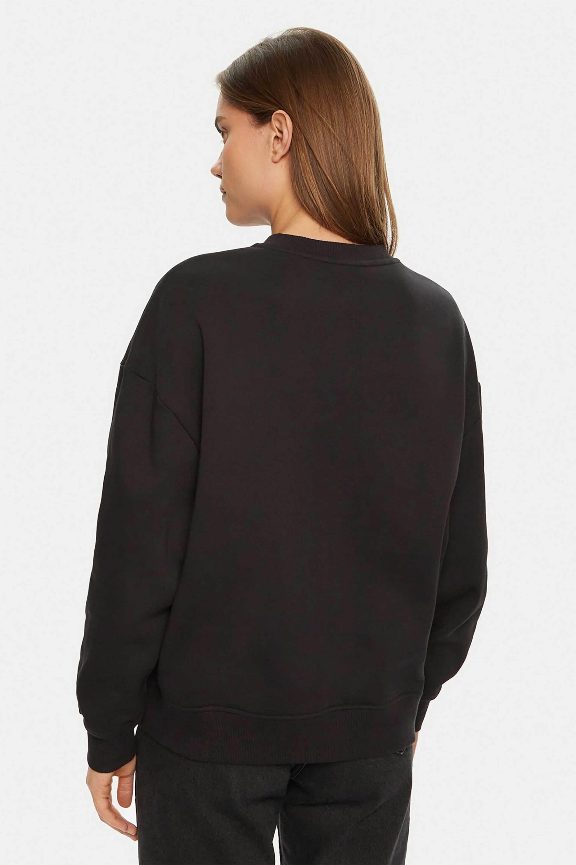 CALVIN KLEIN JEANS Calvin Klein Jeans γυναικεία μπλούζα φούτερ μονόχρωμη με λογότυπο Regular Fit - J20J224724 Μαύρο - 4