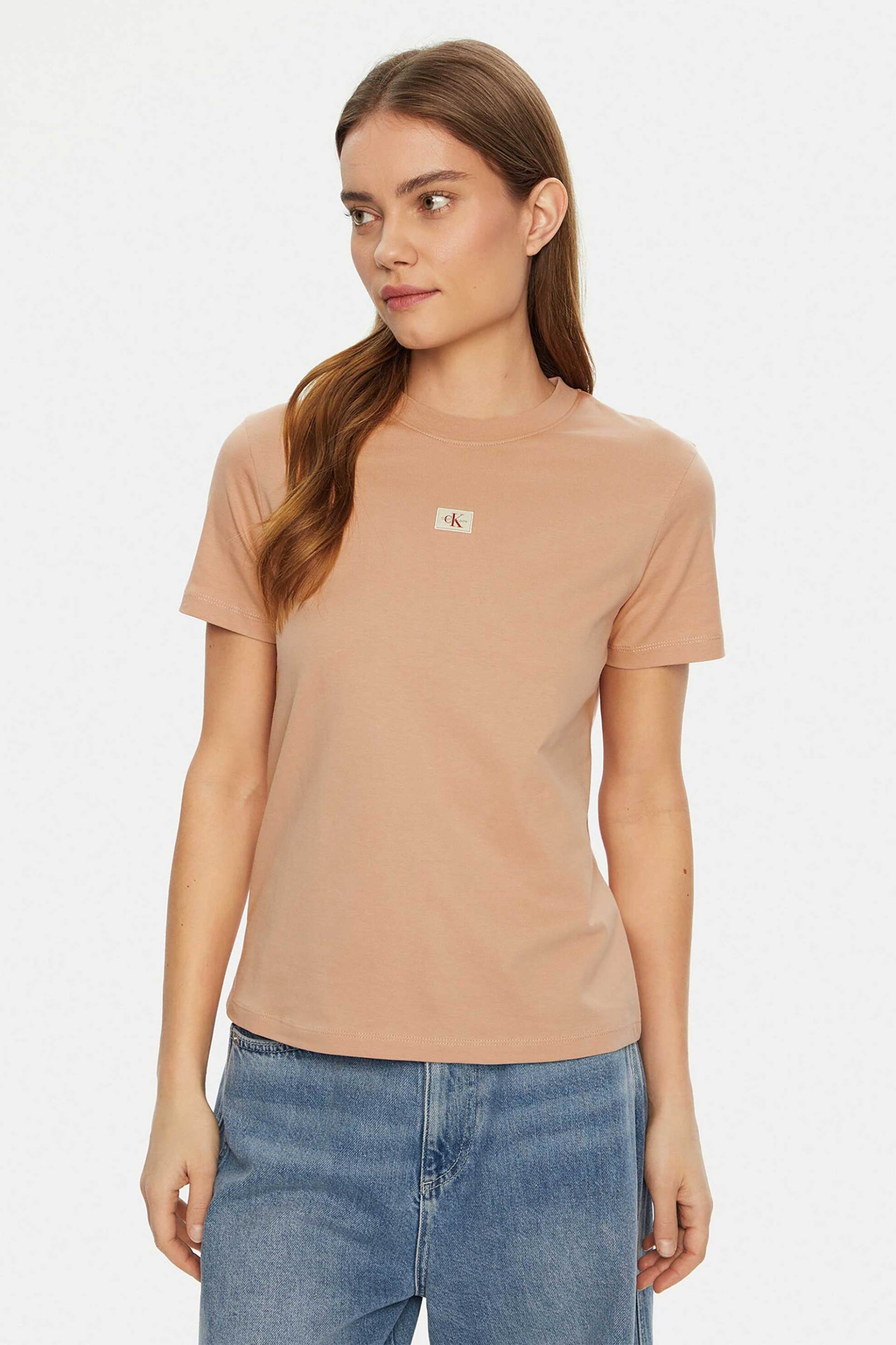  Calvin Klein Jeans γυναικείο T-shirt μονόχρωμο με λογότυπο - J20J225084 Ροζ 2025