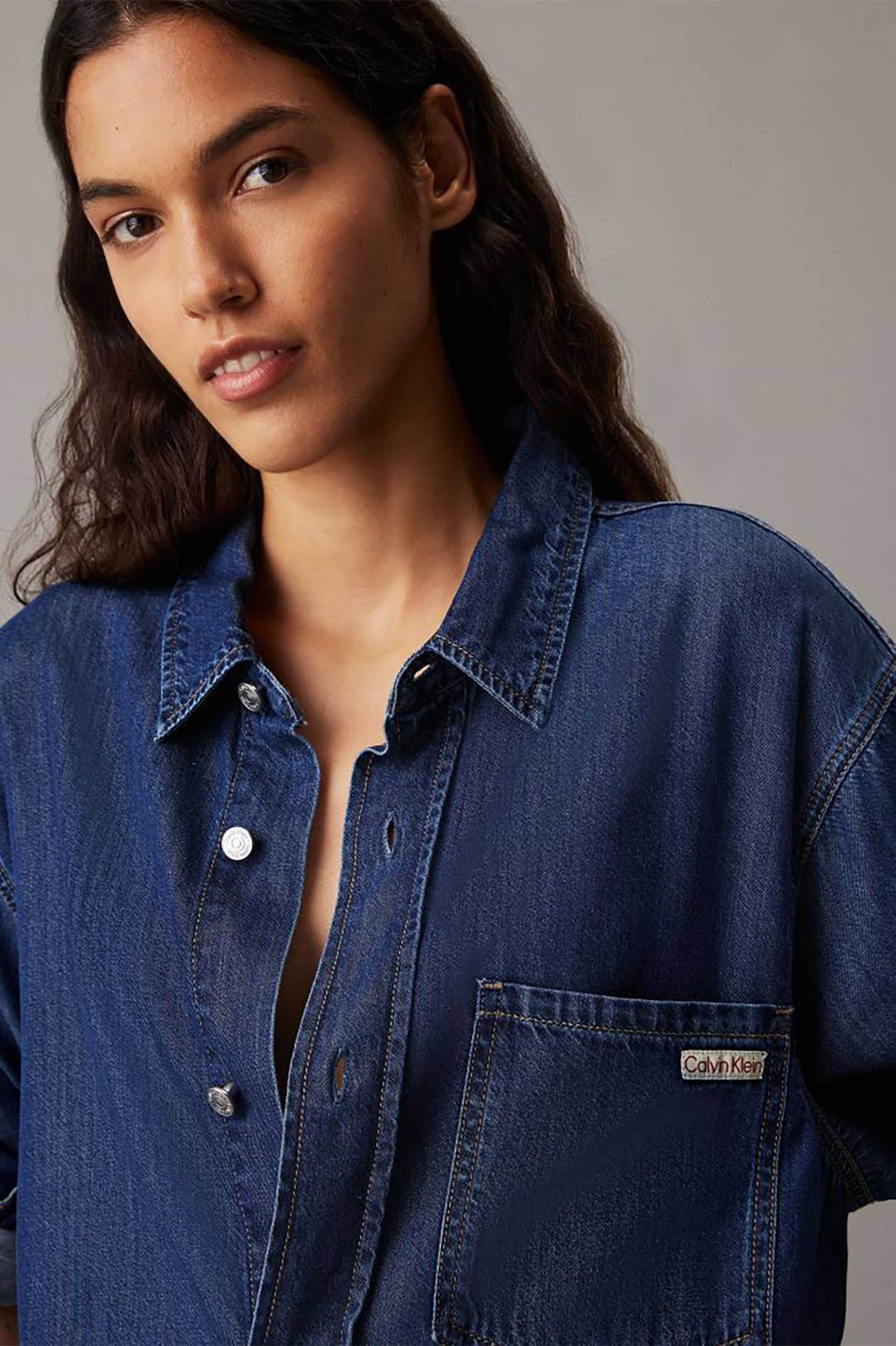 Calvin Klein Jeans γυναικείο mini φόρεμα denim Regular Fit - J20J225008 Denim Blue Σκούρο