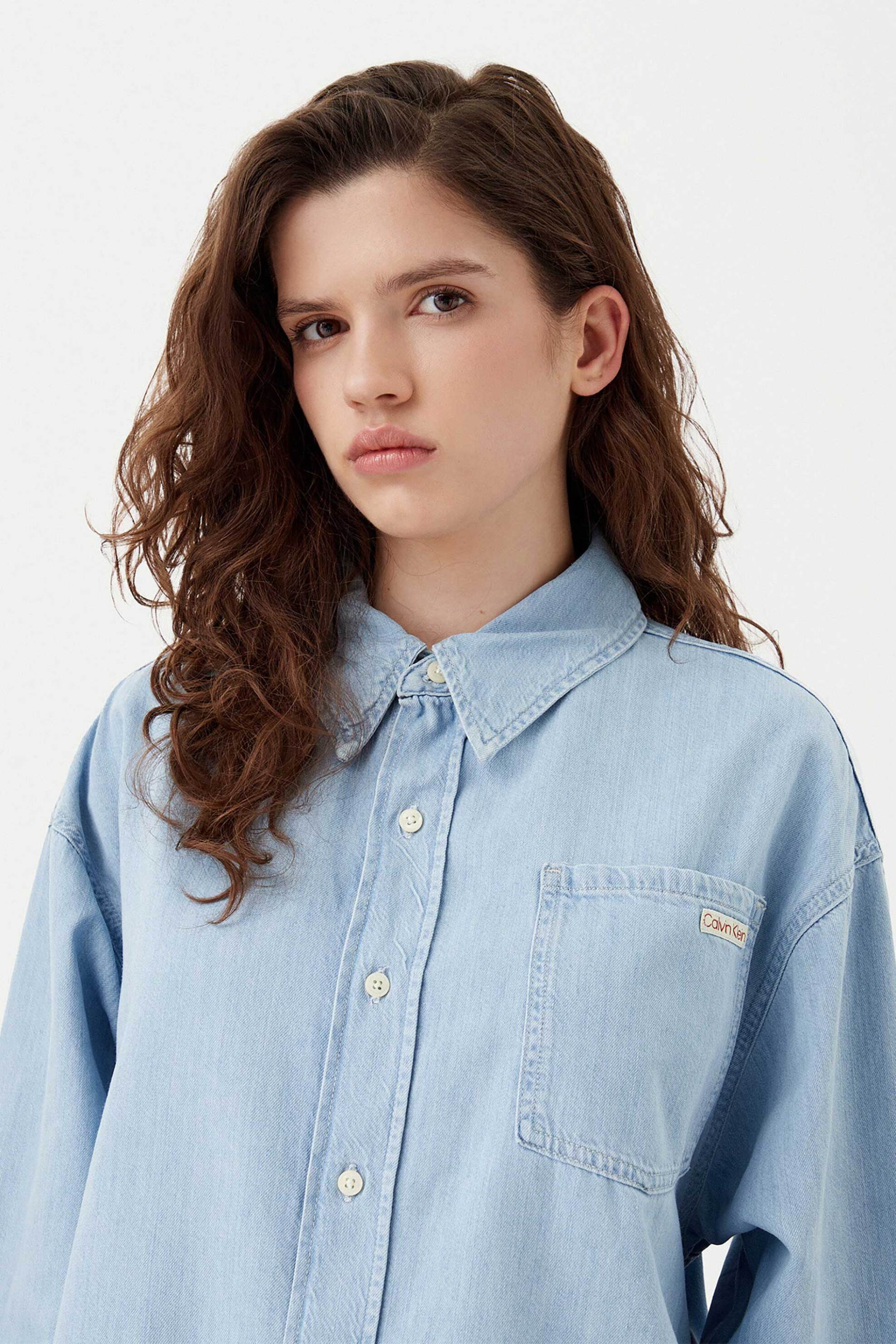 Calvin Klein Jeans γυναικείο denim πουκάμισο Oversized Fit - J20J225010 Denim Blue Ανοιχτό