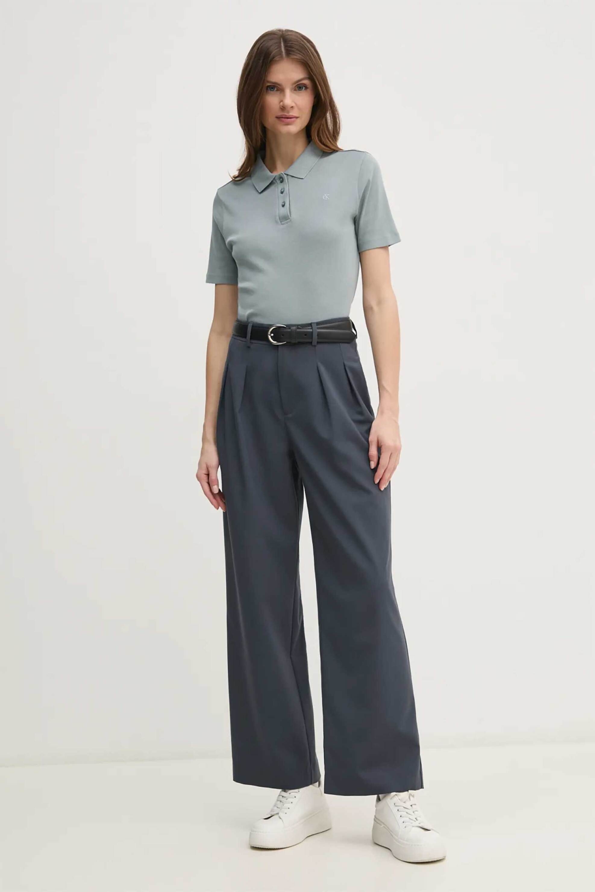 Calvin Klein Jeans γυναικείο ψηλόμεσο παντελόνι Wide Leg - J20J224849 Γκρι 2025