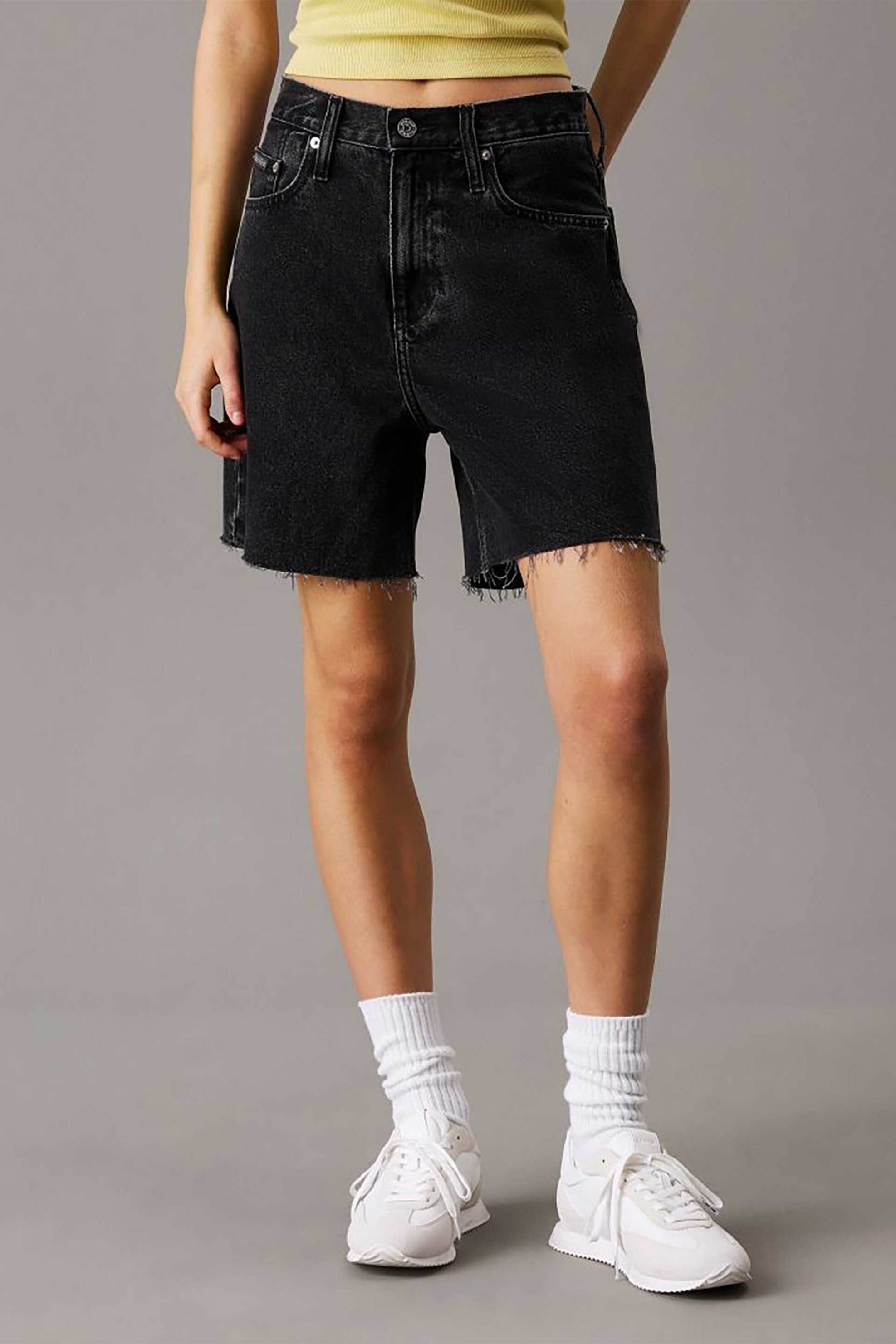 Calvin Klein Jeans γυναικεία βερμούδα denim με ξέφτια - J20J225190 Μαύρο