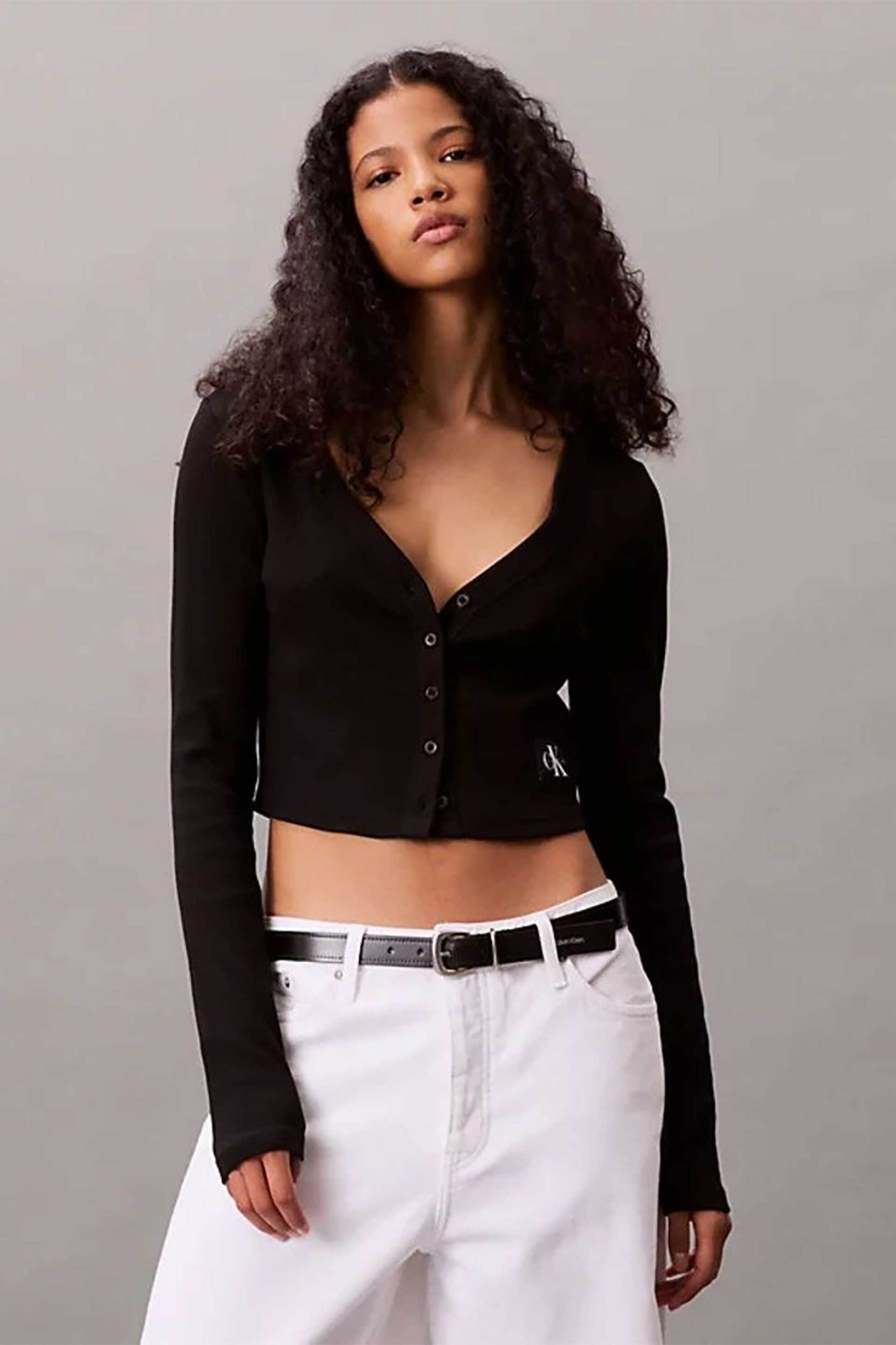 CALVIN KLEIN JEANS Calvin Klein Jeans γυναικεία ζακέτα ribbed Slim Fit - LV047C204G Μαύρο