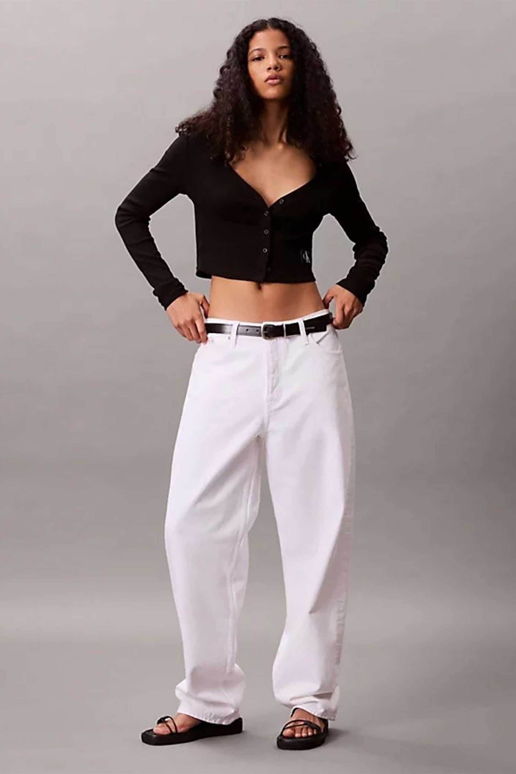 Calvin Klein Jeans γυναικεία ζακέτα ribbed Slim Fit - LV047C204G Μαύρο φωτογραφία