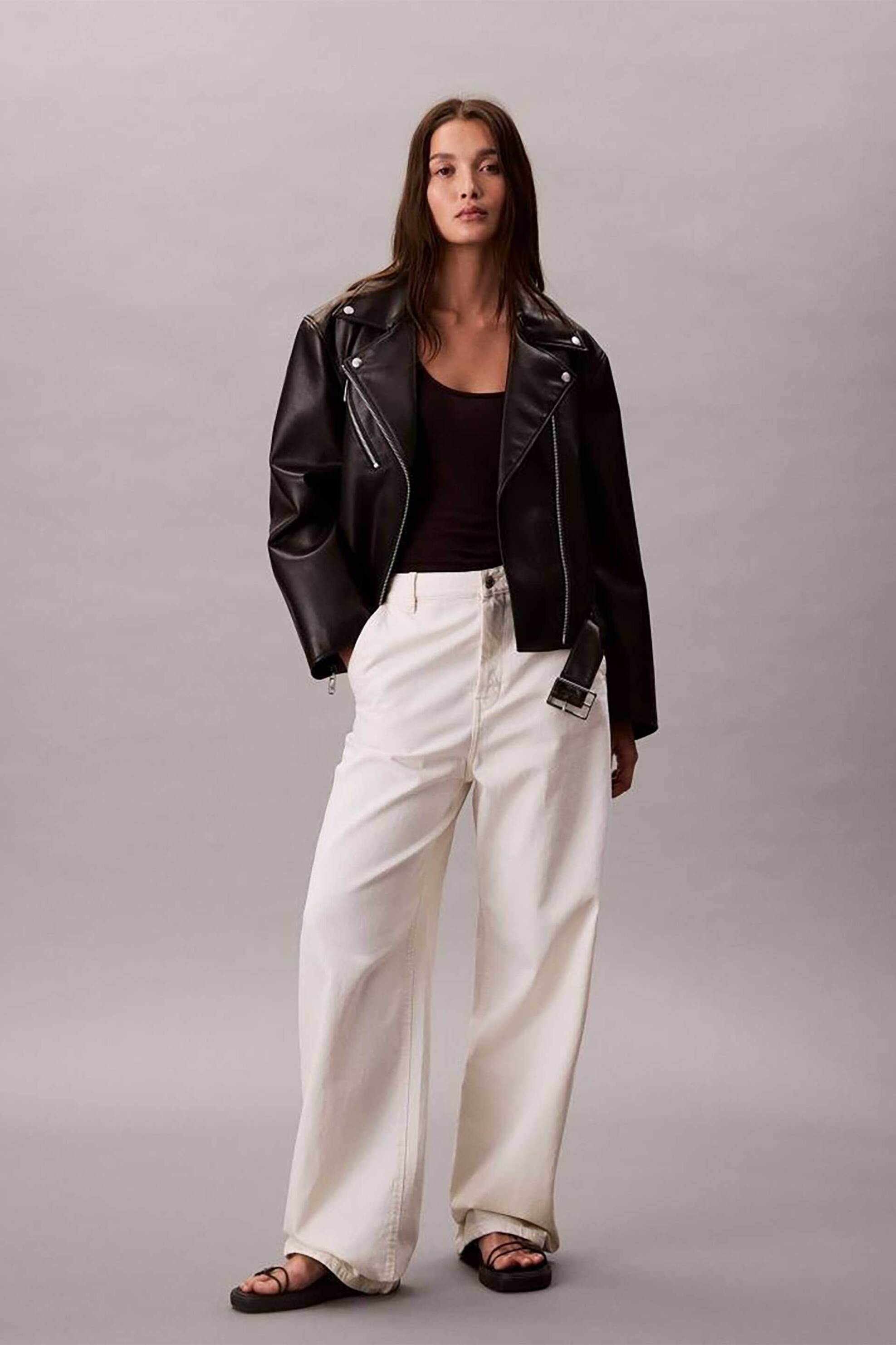 CALVIN KLEIN JEANS Calvin Klein Jeans γυναικείο biker jacket από faux δέρμα - LV044C532G Μαύρο