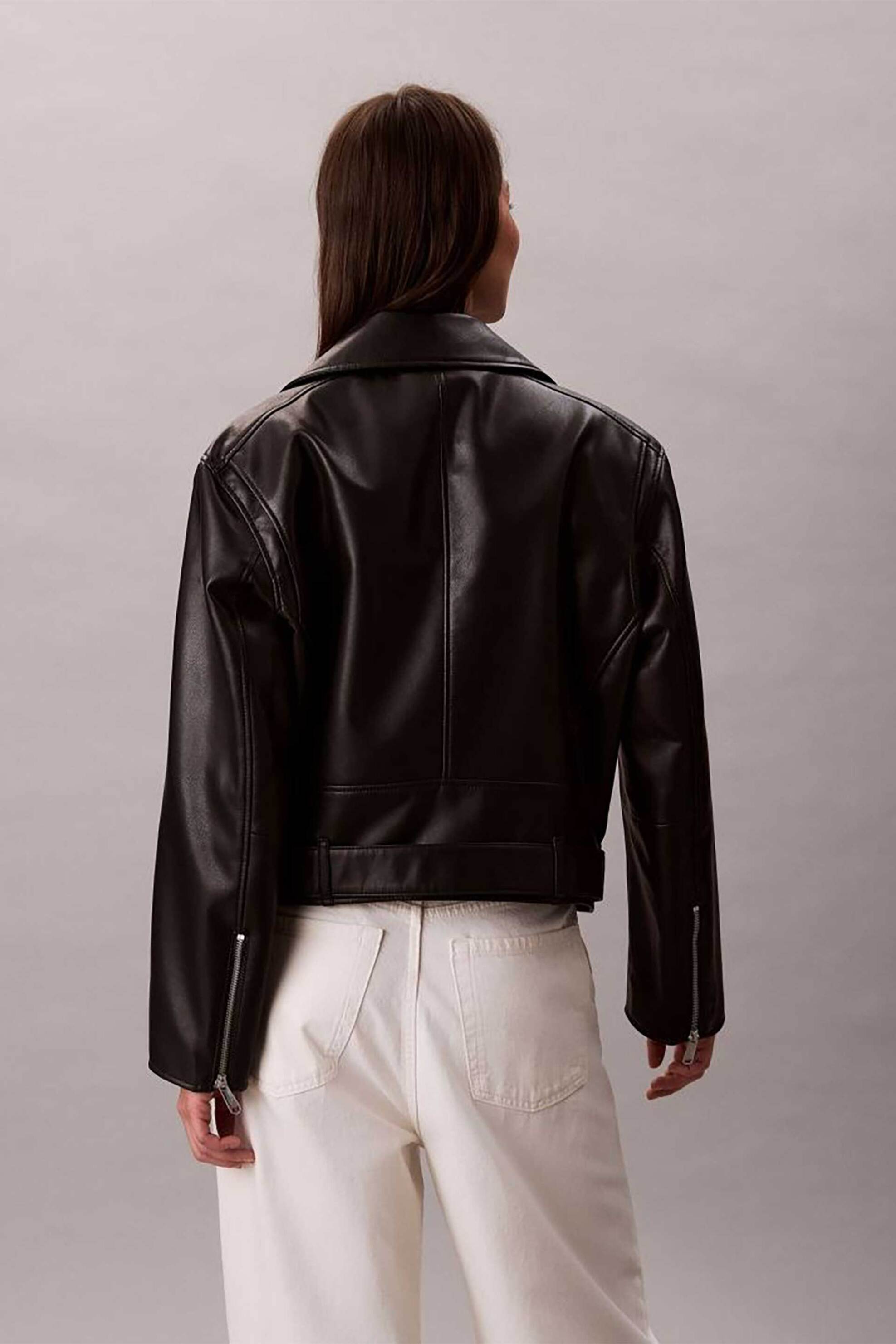 Calvin Klein Jeans γυναικείο biker jacket από faux δέρμα - LV044C532G Μαύρο φωτογραφία