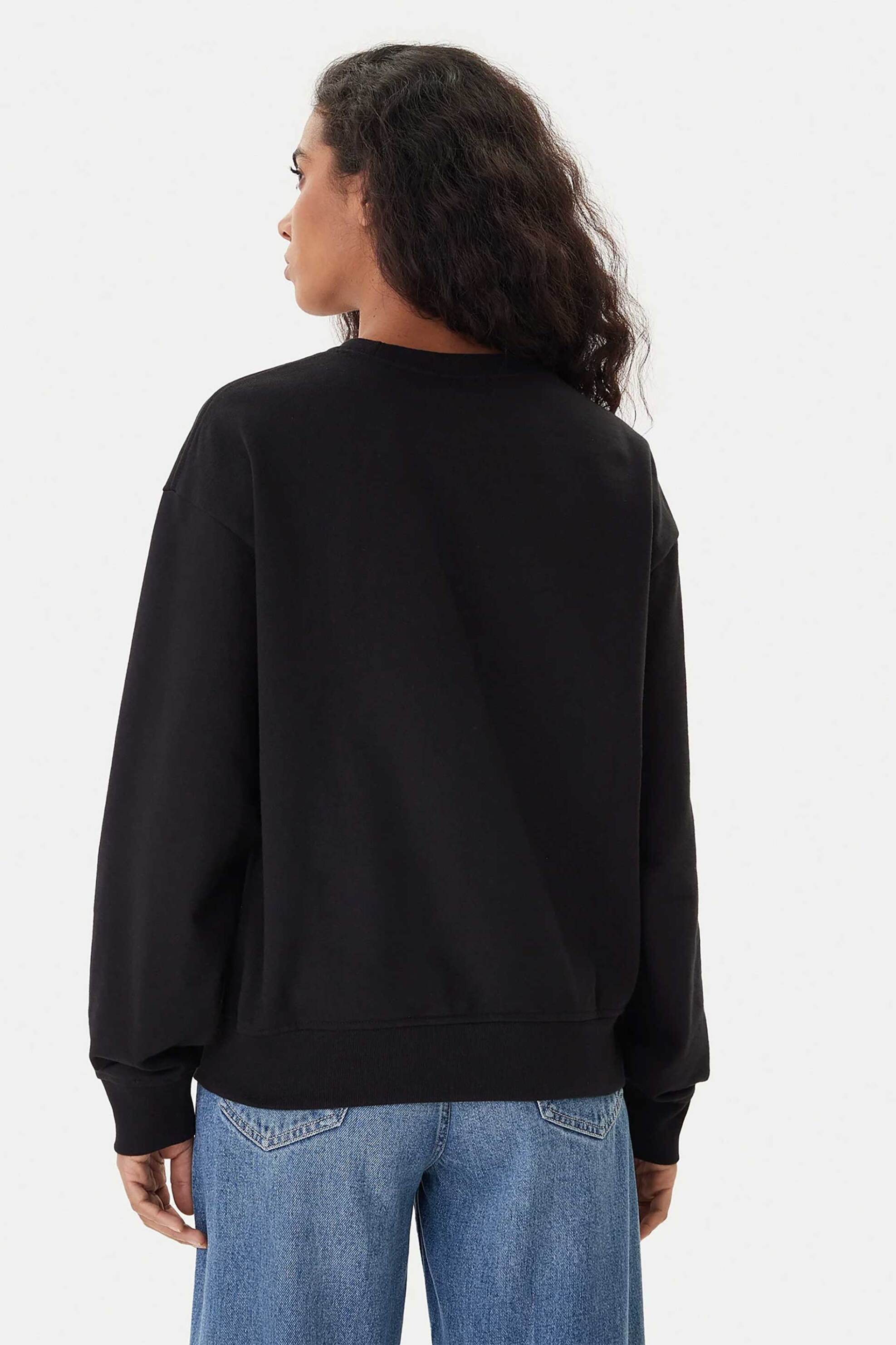 Calvin Klein Jeans Γυναικεία Μπλούζα Φούτερ Μονόχρωμη με Λογότυπο Relaxed Fit - Lv047B234G Μαύρο