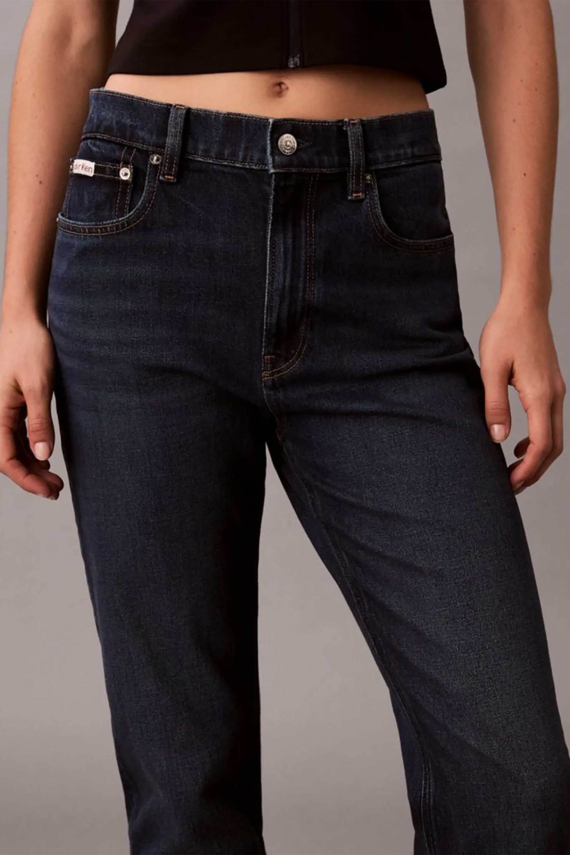 Calvin Klein Jeans γυναικείο τζιν παντελόνι πεντάτσεπο Mom Fit - LV047D842G Denim Blue Σκούρο