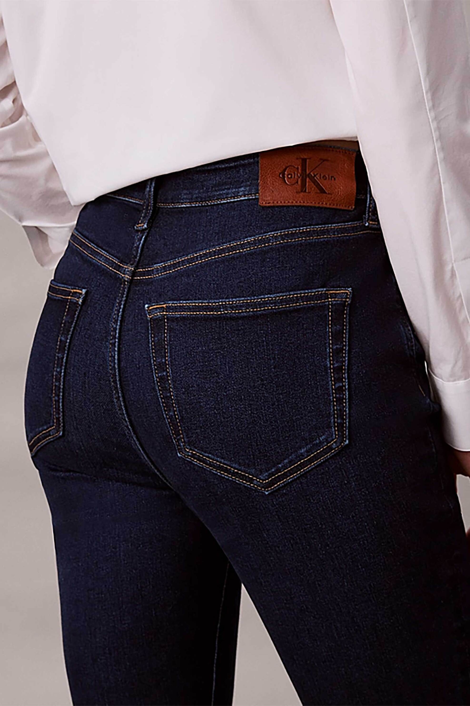 Calvin Klein Jeans Γυναικείο Ψηλόμεσο Τζιν Παντελόνι Flared Fit - Lv047D755G Denim Blue Σκούρο