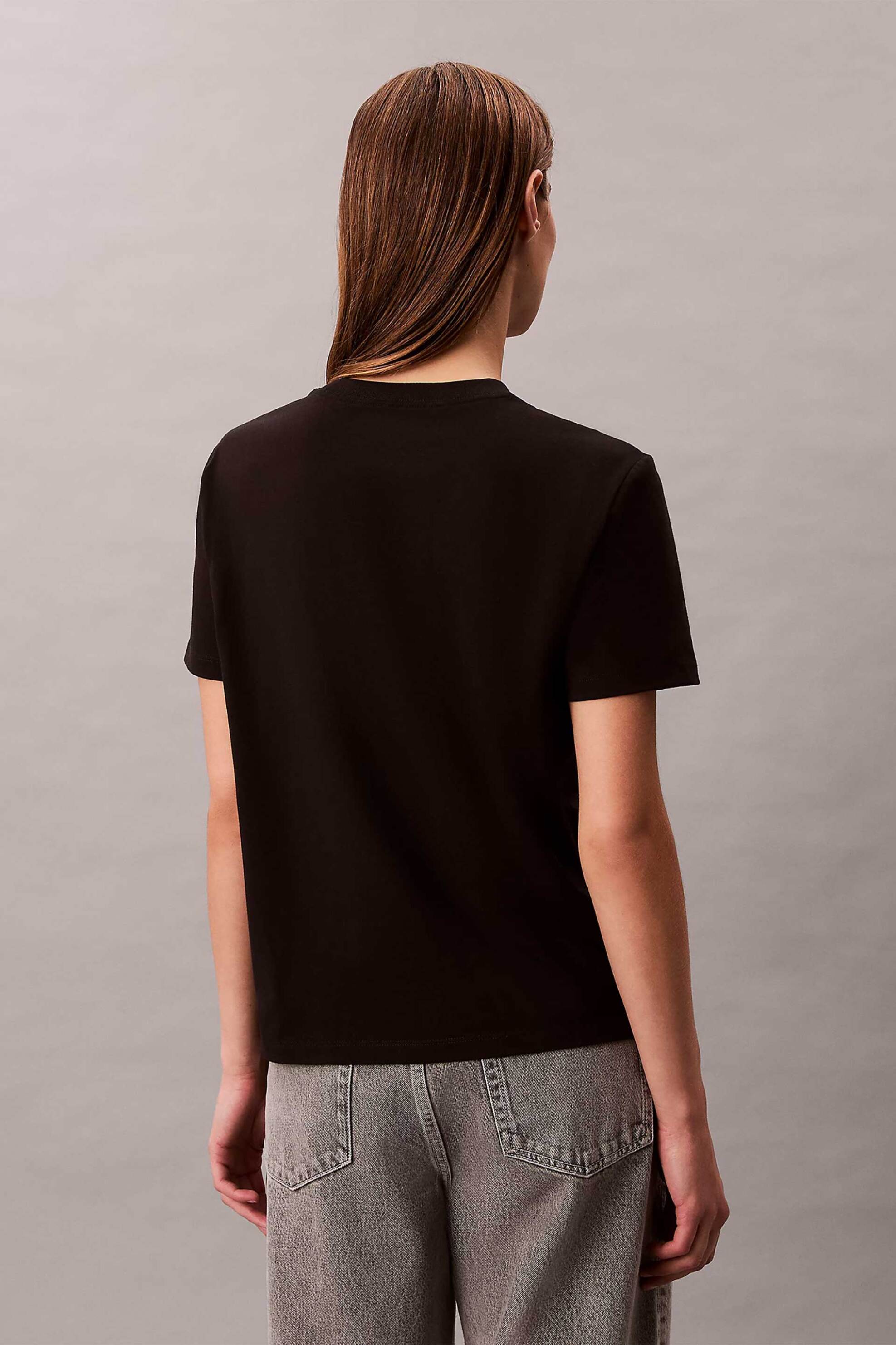 Calvin Klein Jeans Γυναικείο T-Shirt Μονόχρωμο με Λογότυπο Regular Fit - Lv047B865G Μαύρο