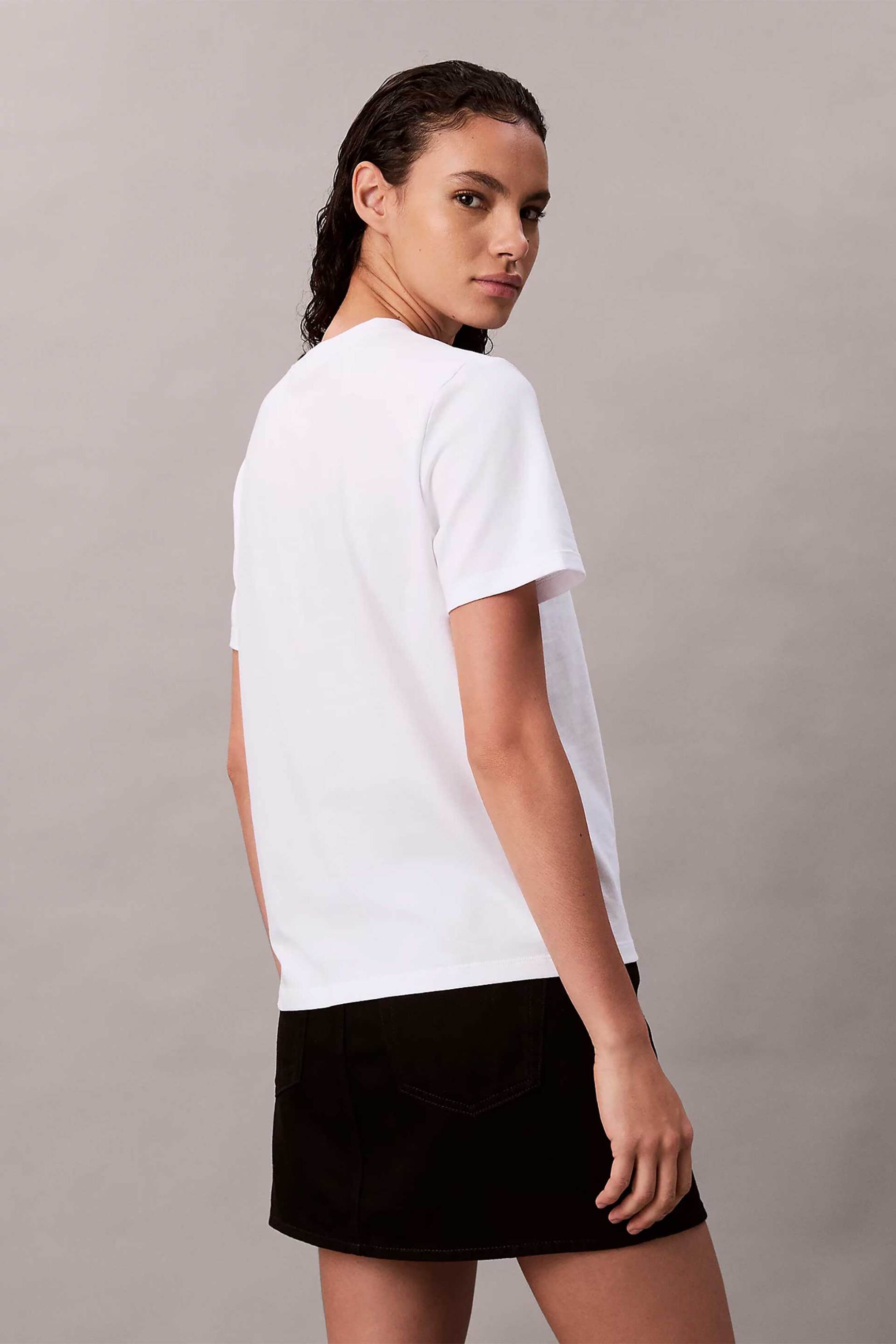 Calvin Klein Jeans Γυναικείο T-Shirt Μονόχρωμο με Λογότυπο Regular Fit - Lv047B865G Λευκό