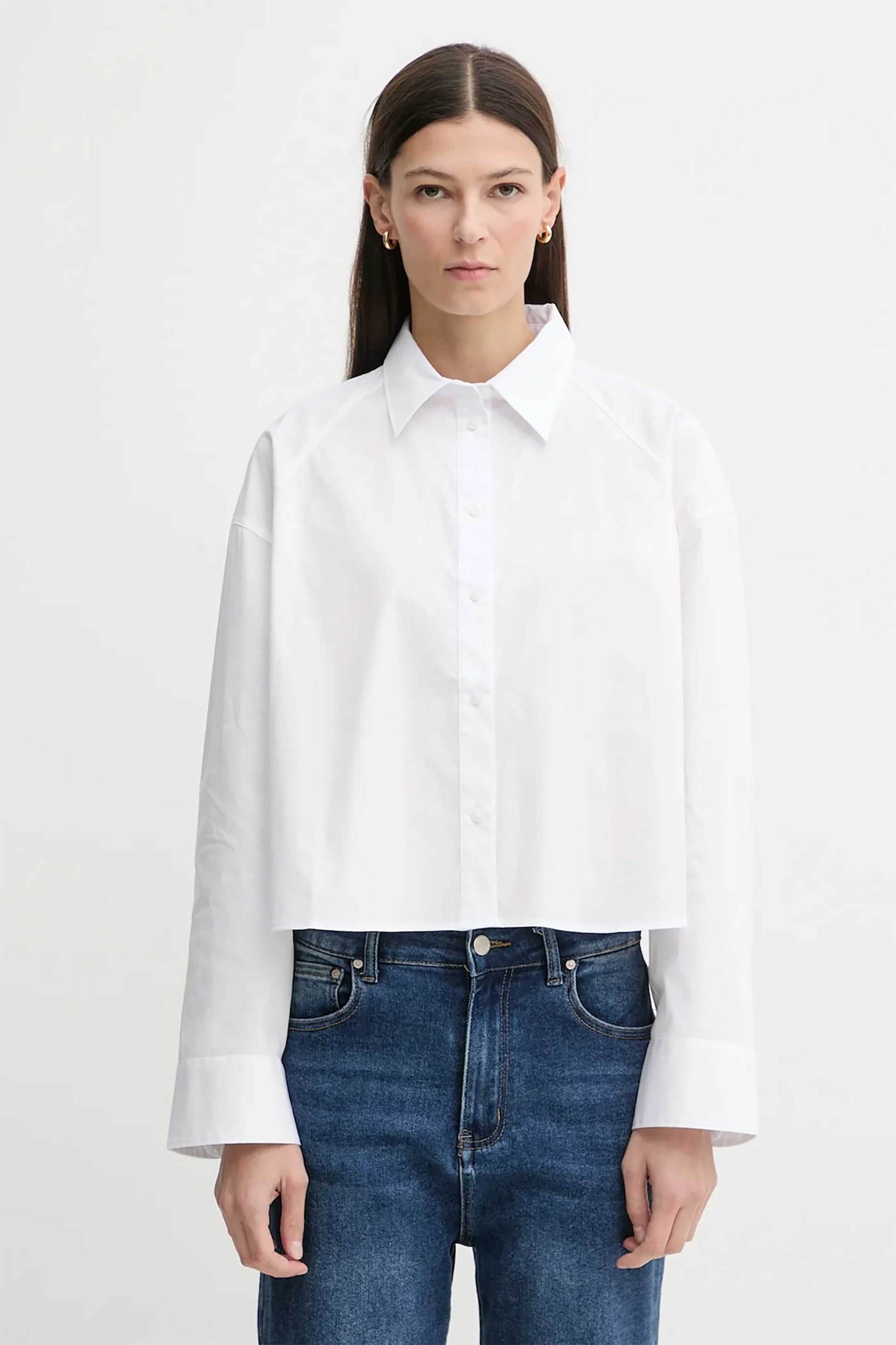 Calvin Klein Jeans γυναικείο πουκάμισο cropped Boxy Fit - LV047C141G Λευκό
