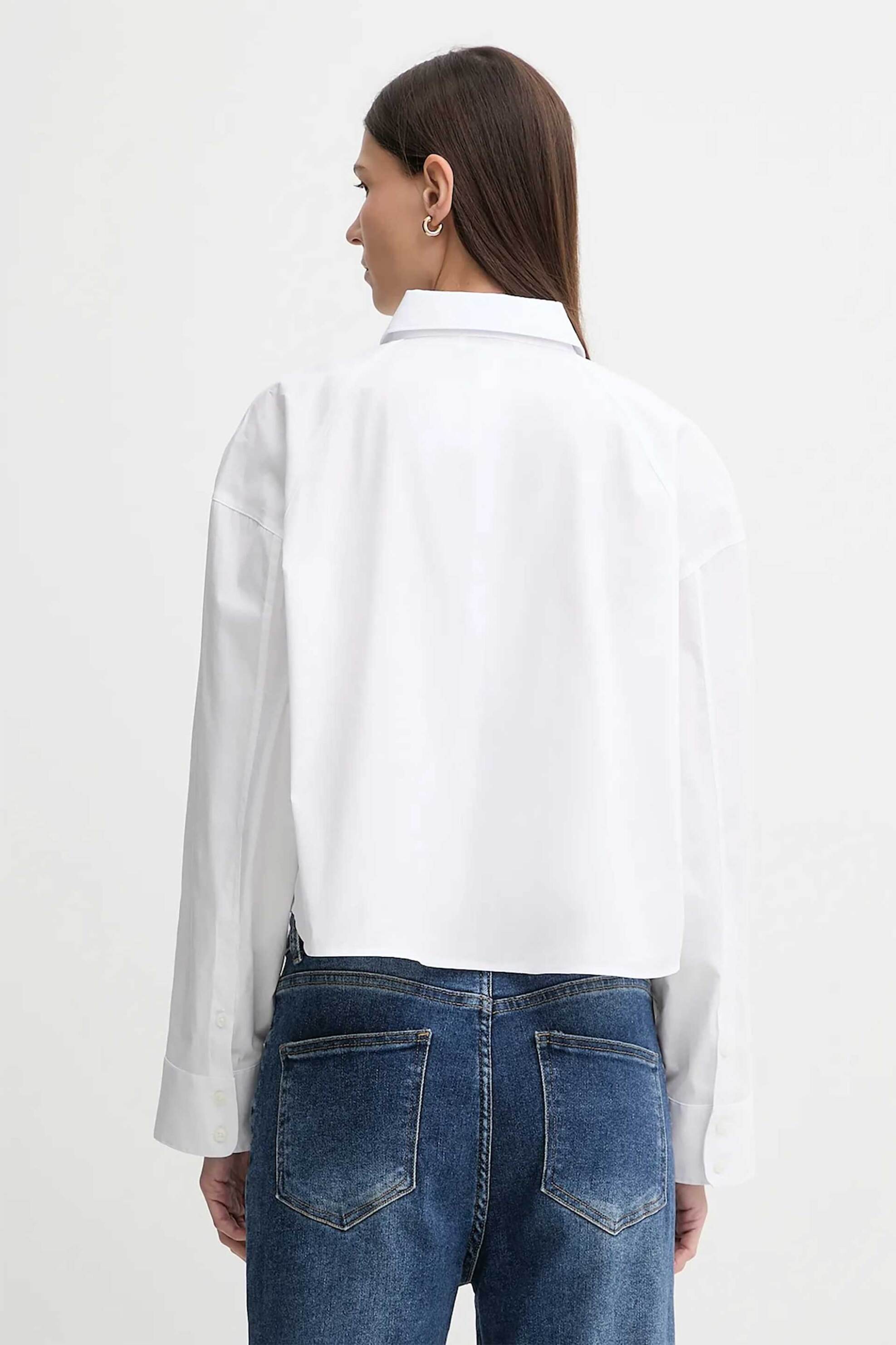 Calvin Klein Jeans Γυναικείο Πουκάμισο Cropped Boxy Fit - Lv047C141G Λευκό