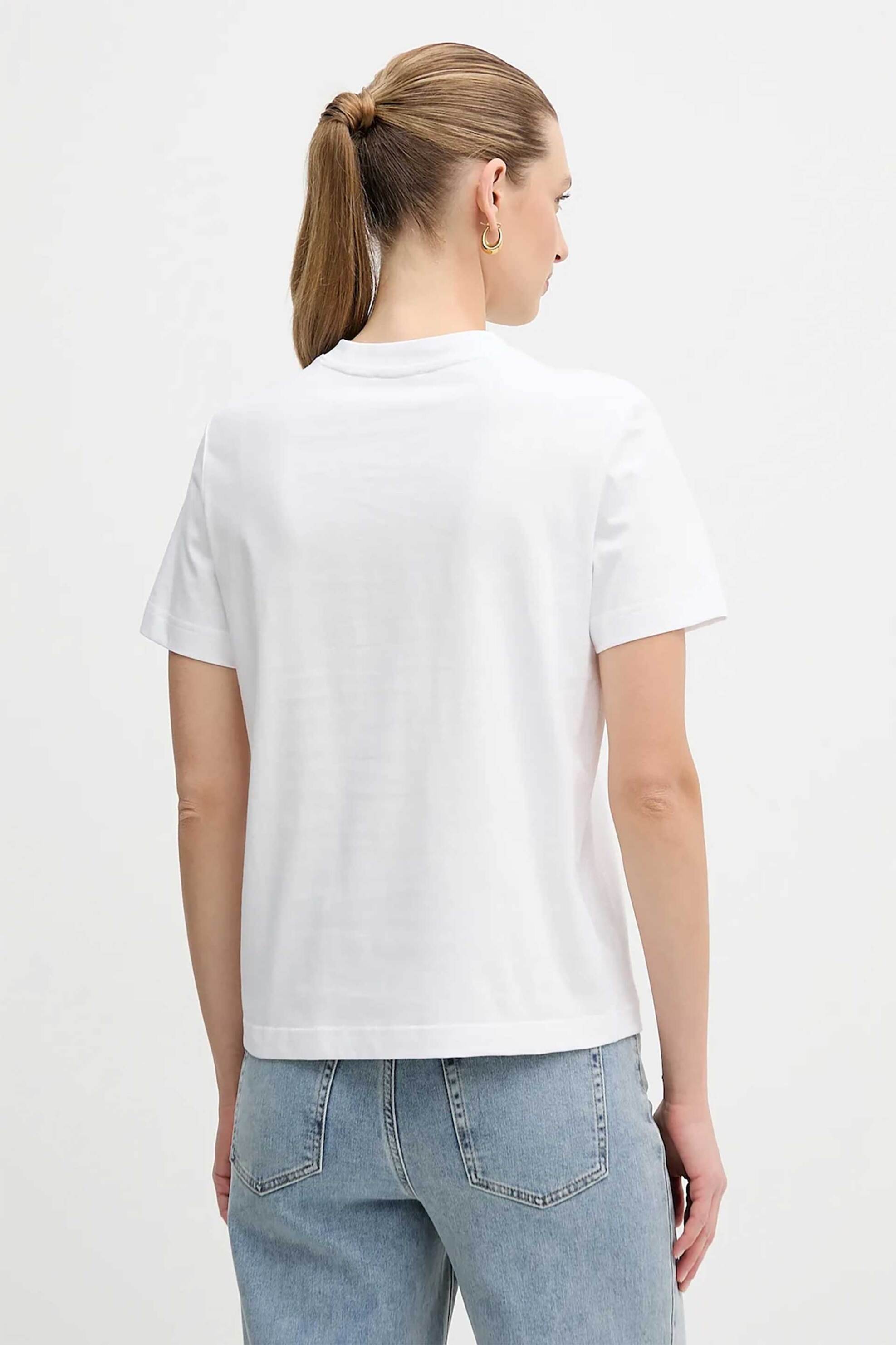Calvin Klein Jeans Γυναικείο T-Shirt Μονόχρωμο με Λογότυπο Regular Fit - Lv047E819G Λευκό