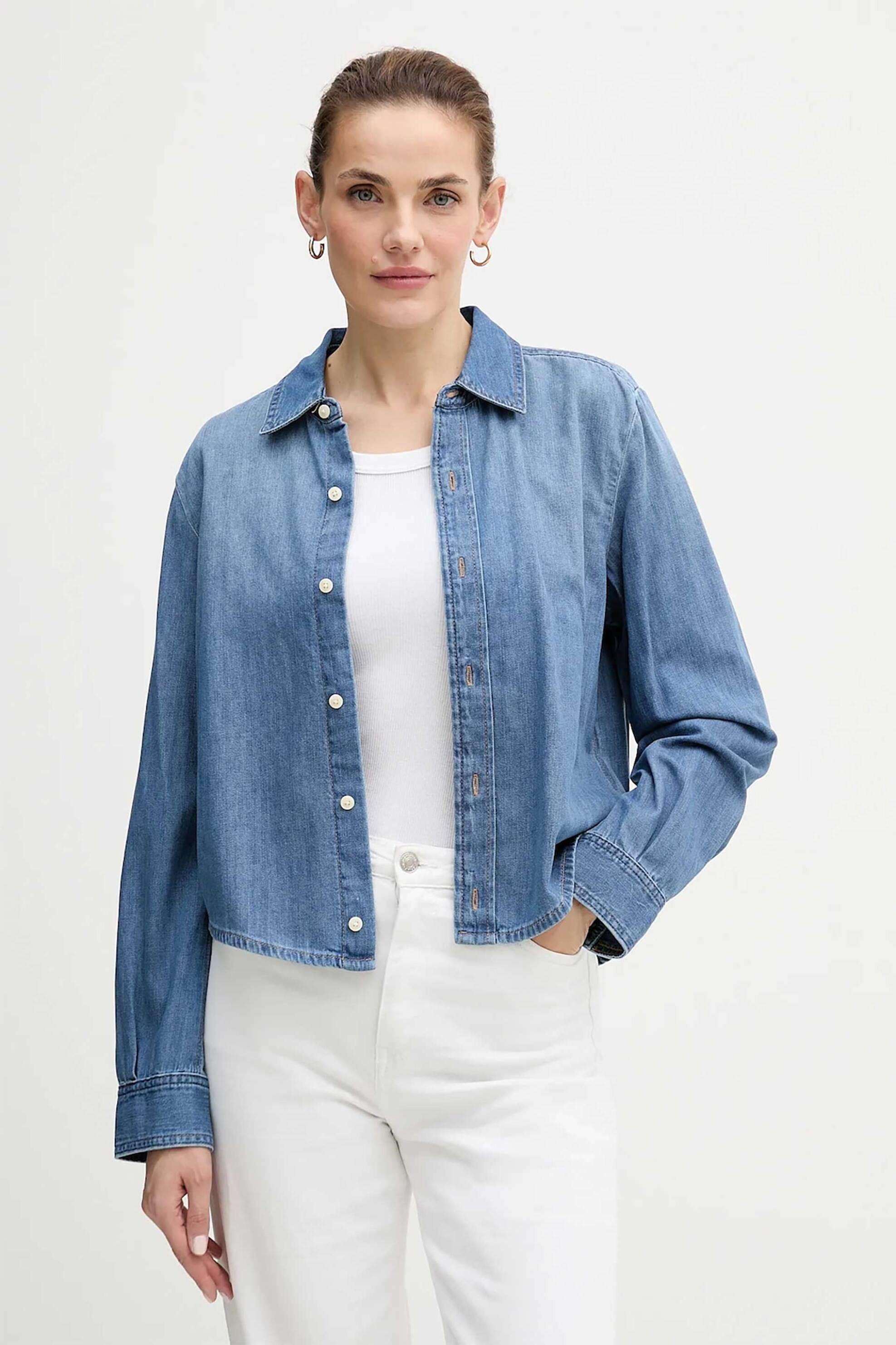 Calvin Klein Jeans γυναικείο denim πουκάμισο Relaxed Fit - LV047E902G Denim Blue