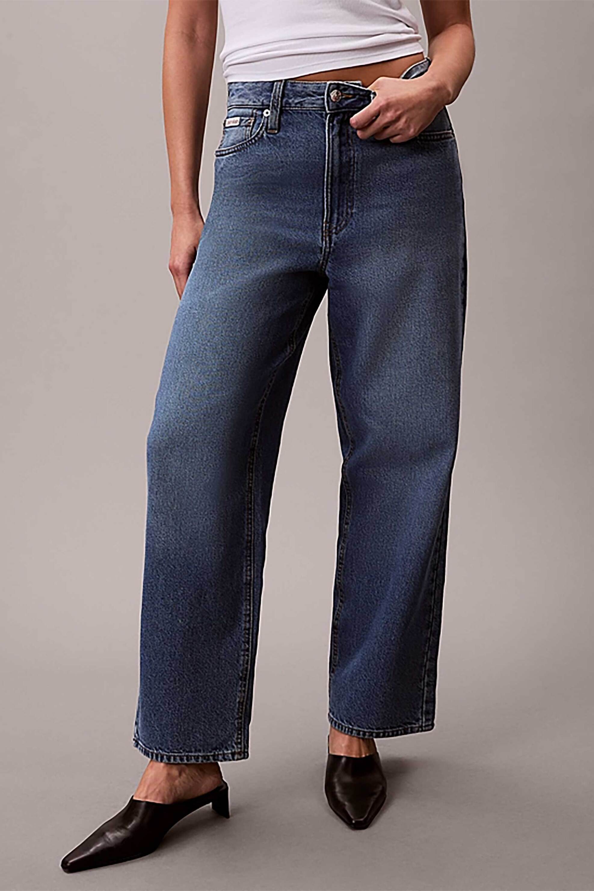 Calvin Klein Jeans γυναικείο παντελόνι τζιν Barrel Fit - LV047E626G Denim Blue φωτογραφία