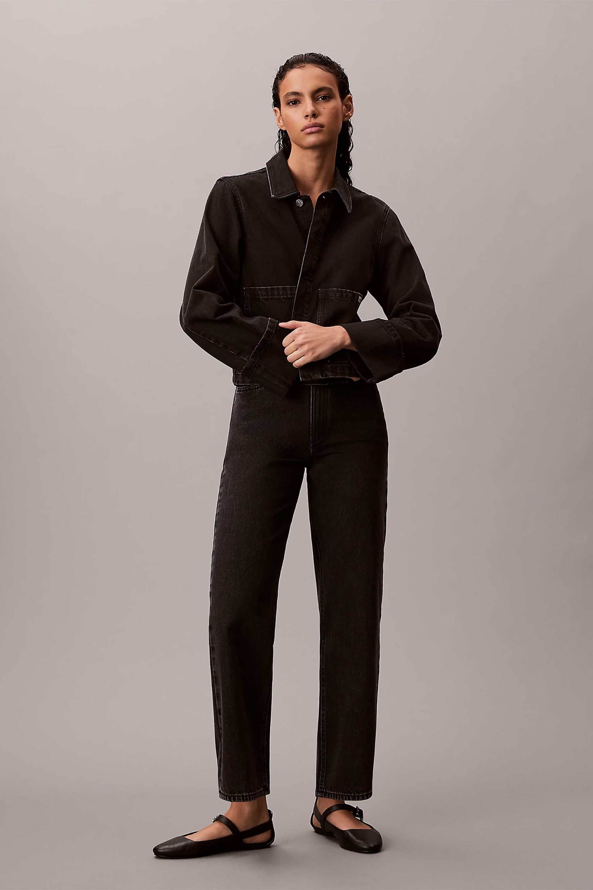 Calvin Klein Jeans γυναικείο ψηλόμεσο τζιν παντελόνι πεντάτσεπο Barrel Fit - LV047E627G Μαύρο