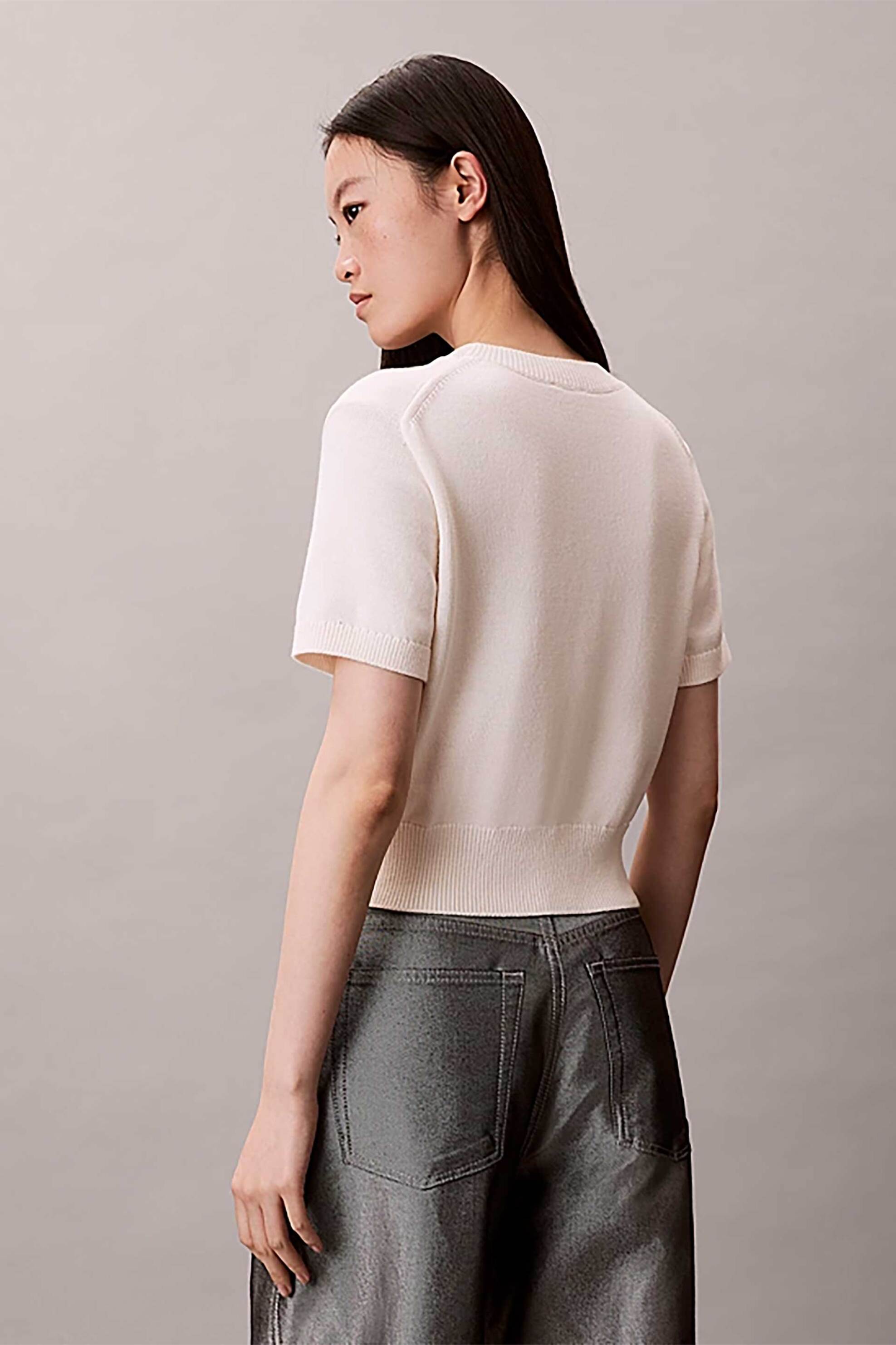 Calvin Klein Jeans Γυναικείο Πουλόβερ με Λογότυπο Regular Fit - Lv044E306G Εκρού