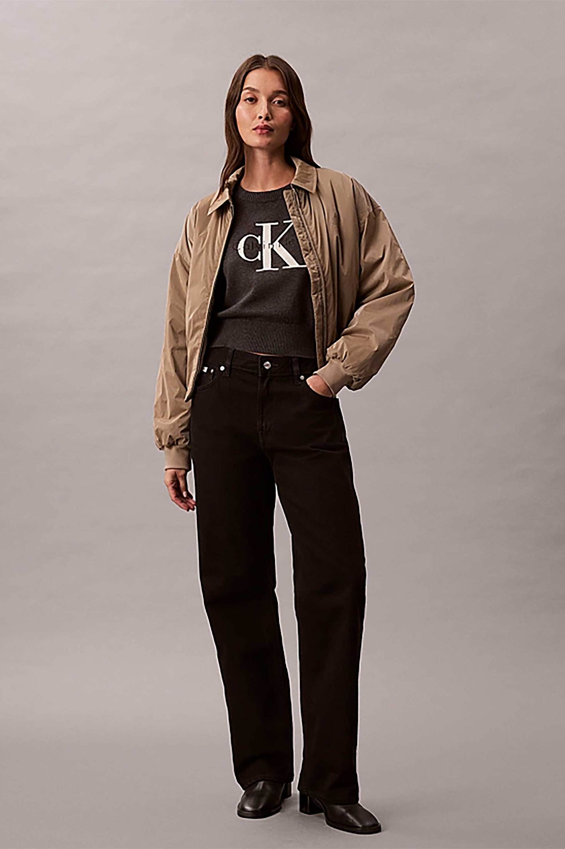 Calvin Klein Jeans γυναικείο πουλόβερ με λογότυπο Regular Fit - LV044E306G Ανθρακί φωτογραφία